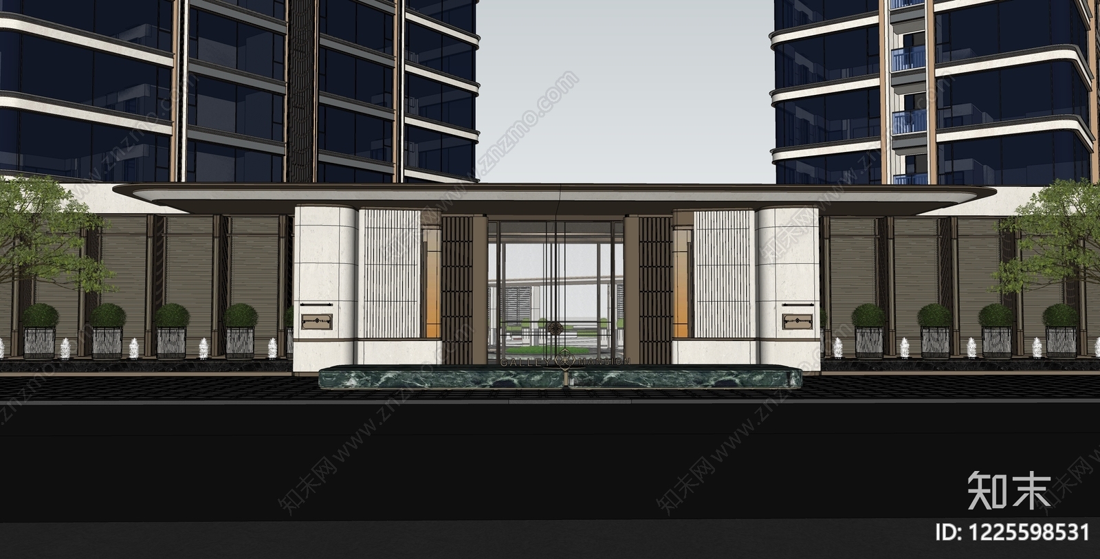 现代主义小区建筑SU模型下载【ID:1225598531】