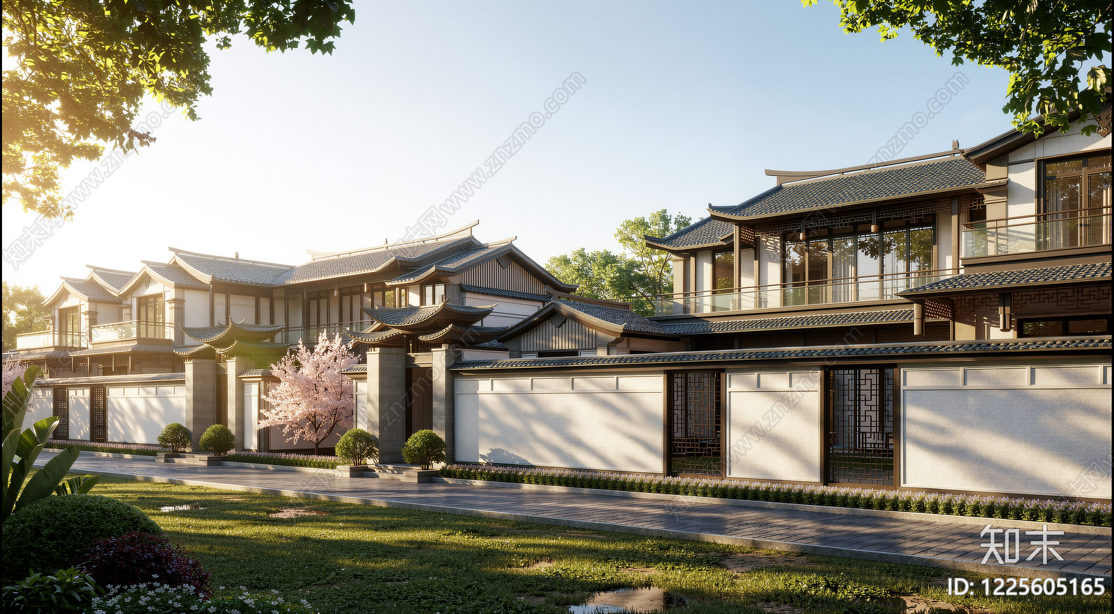中式古建联排别墅SU模型草图