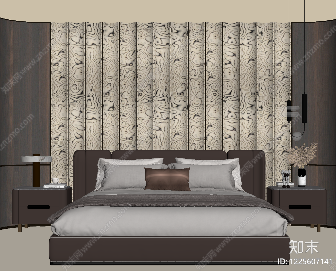 轻奢双人床SU模型下载【ID:1225607141】