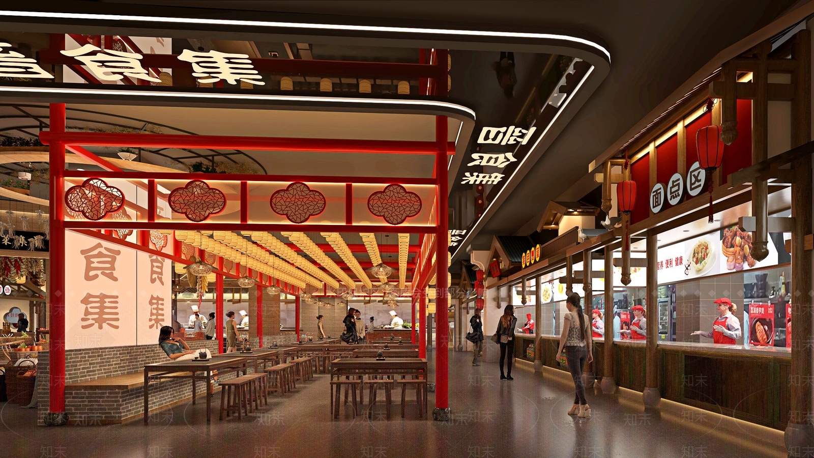 新中式中餐厅3D模型下载【ID:1225608190】