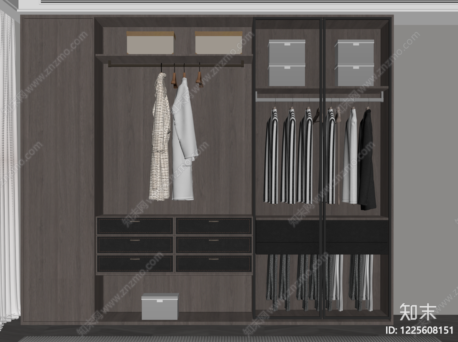 意式极简衣柜SU模型下载【ID:1225608151】