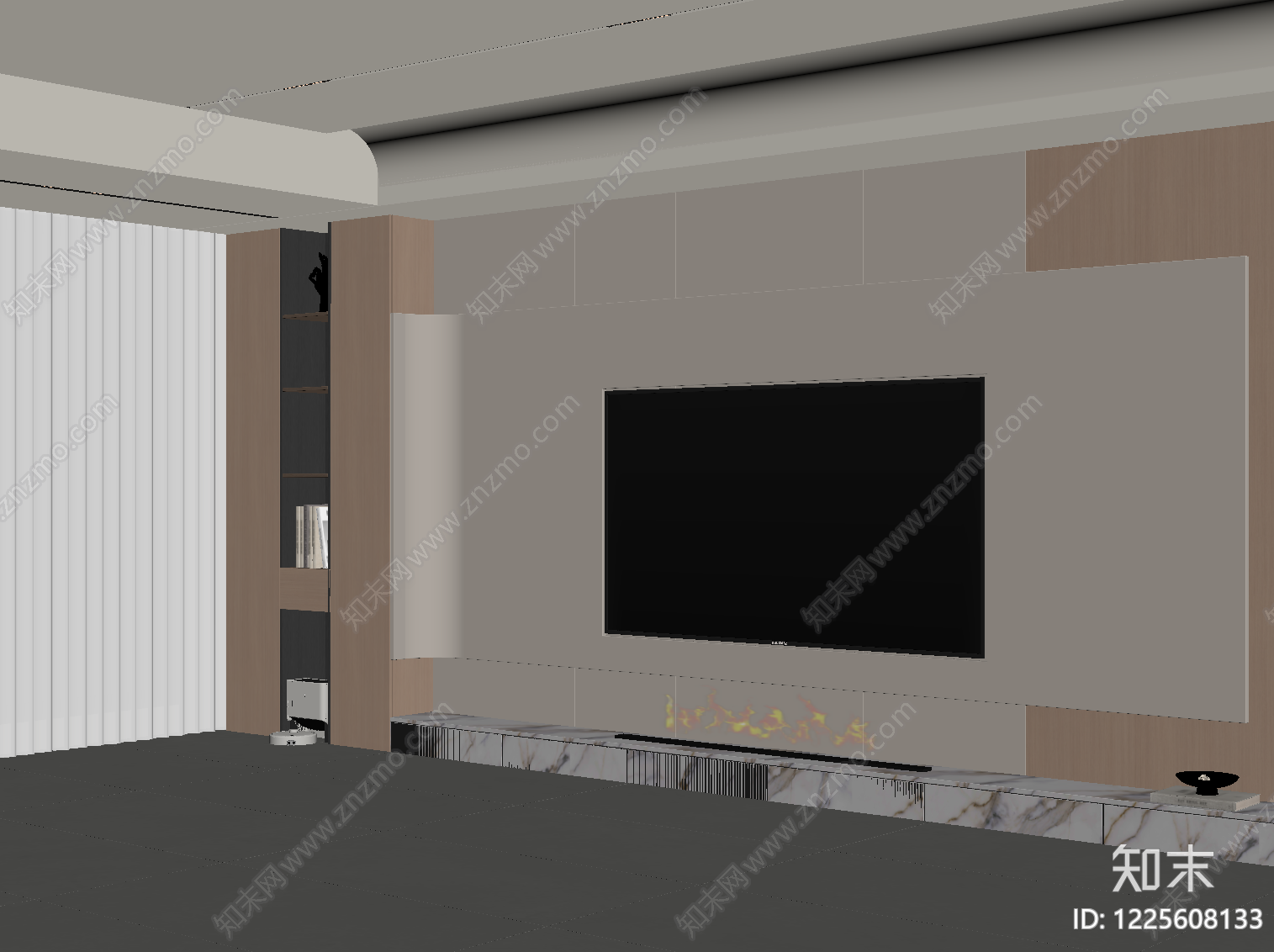 奶油风背景墙SU模型下载【ID:1225608133】
