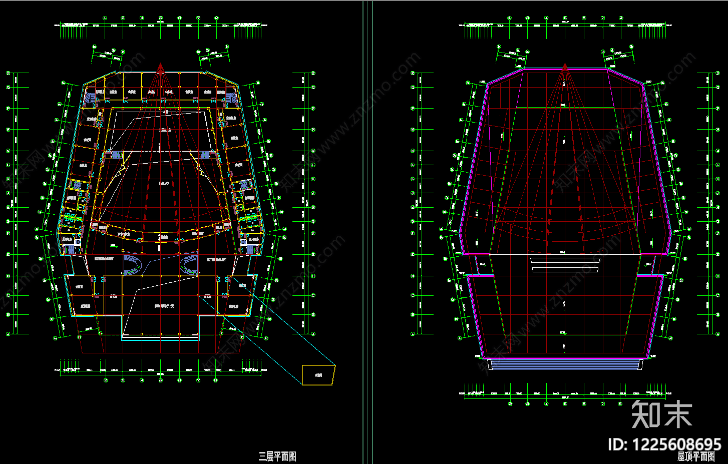 会议中心建筑cad施工图下载【ID:1225608695】