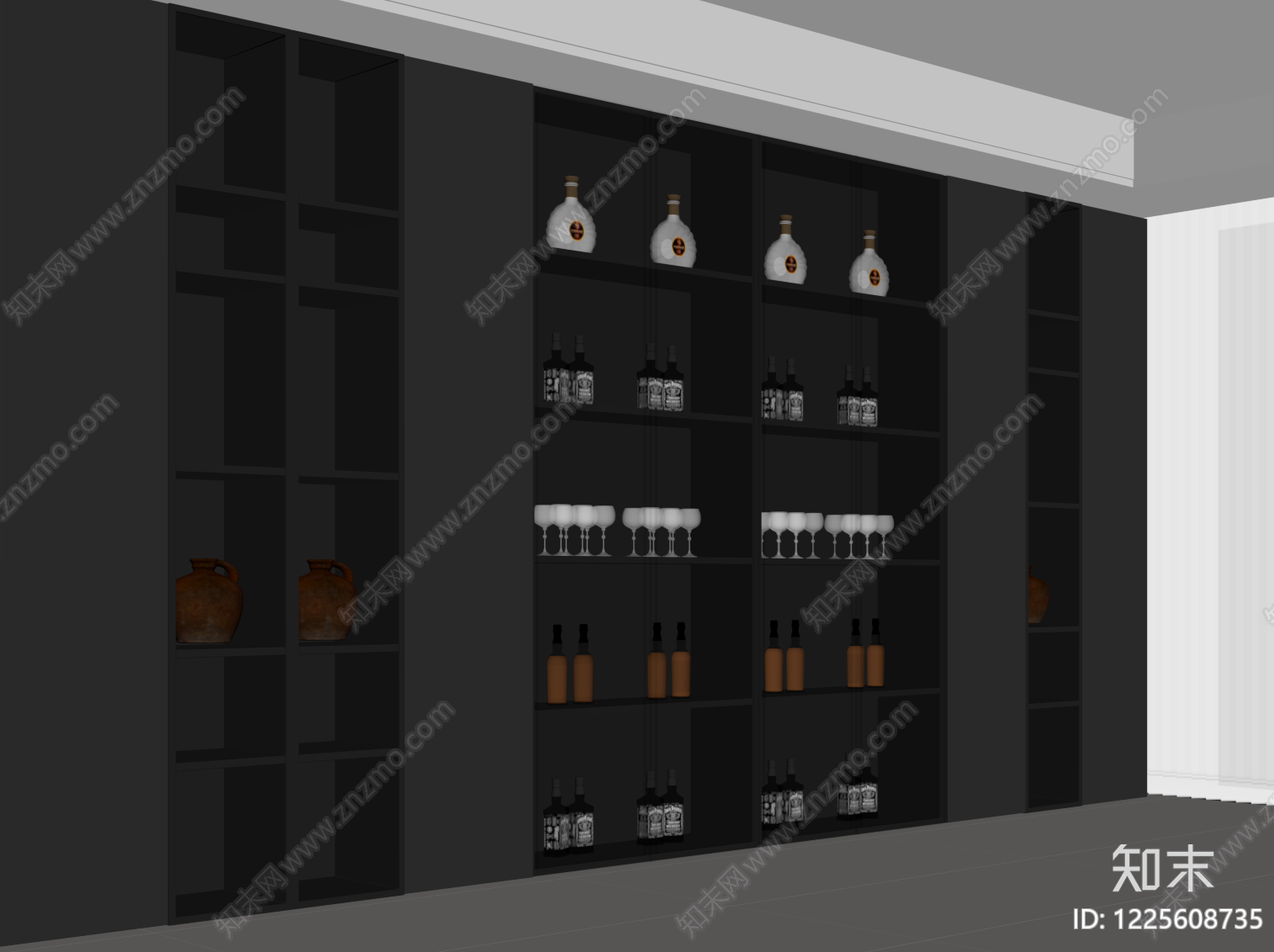 轻奢酒柜SU模型下载【ID:1225608735】