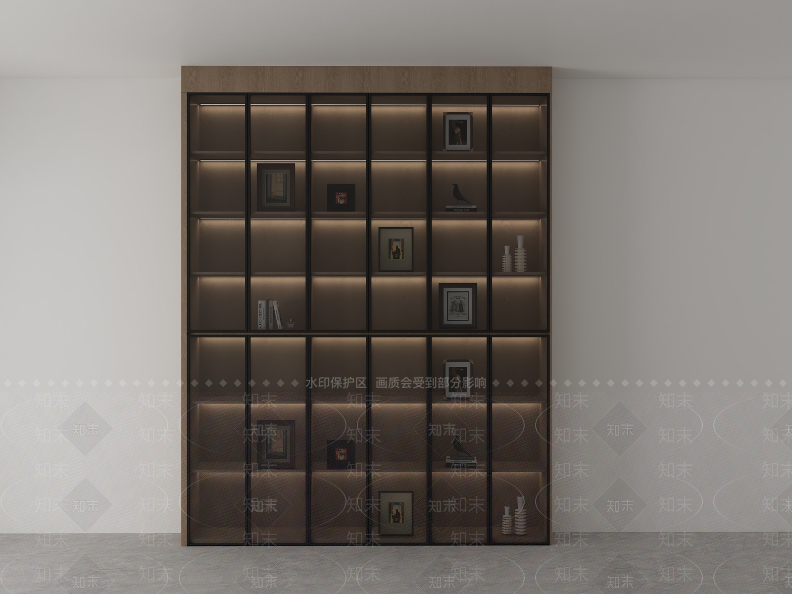 现代简约书柜3D模型下载【ID:1225609221】