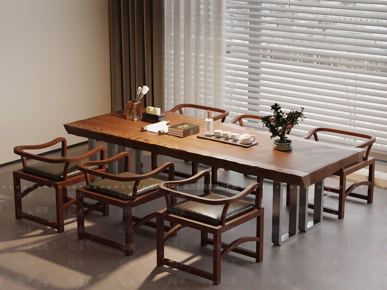 新中式茶桌椅3D模型下载【ID:1225609509】