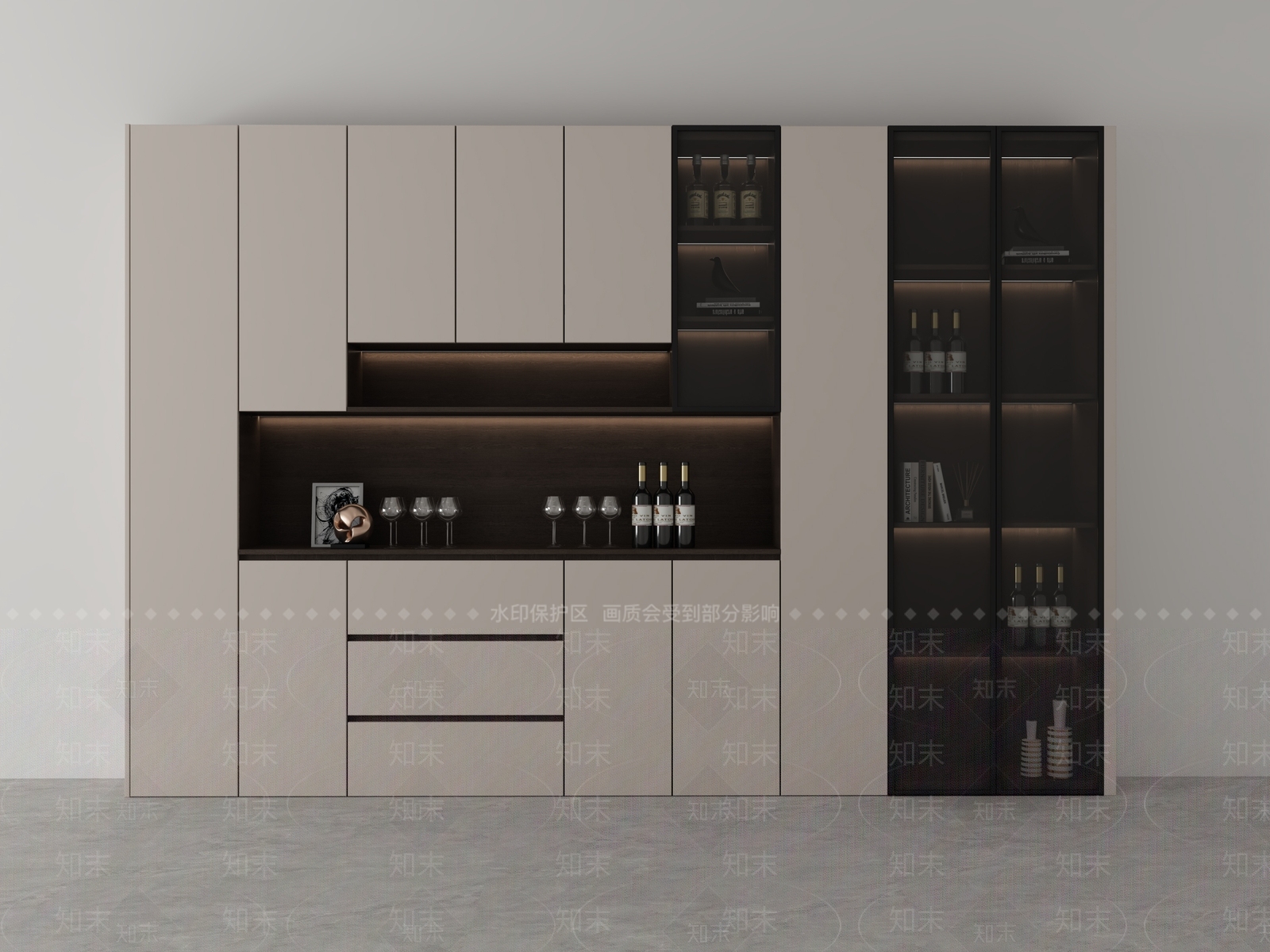 意式极简酒柜3D模型下载【ID:1225610142】