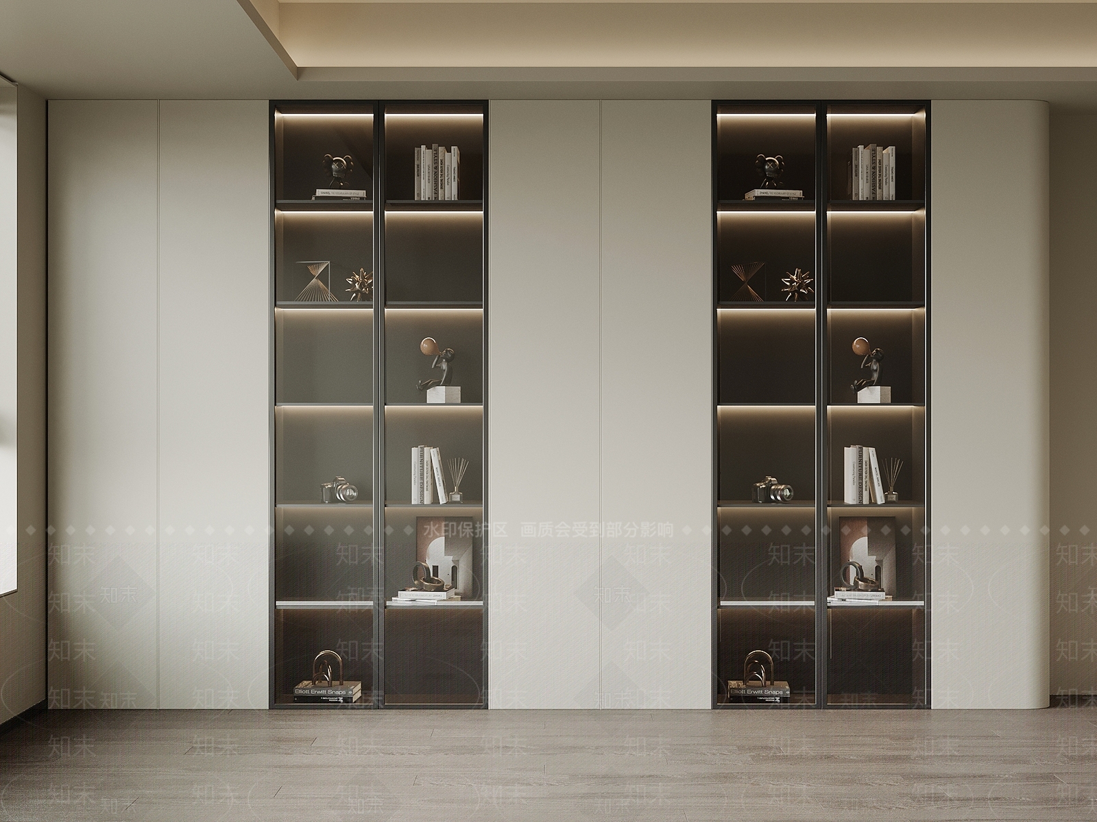 意式极简书柜3D模型下载【ID:1225610362】