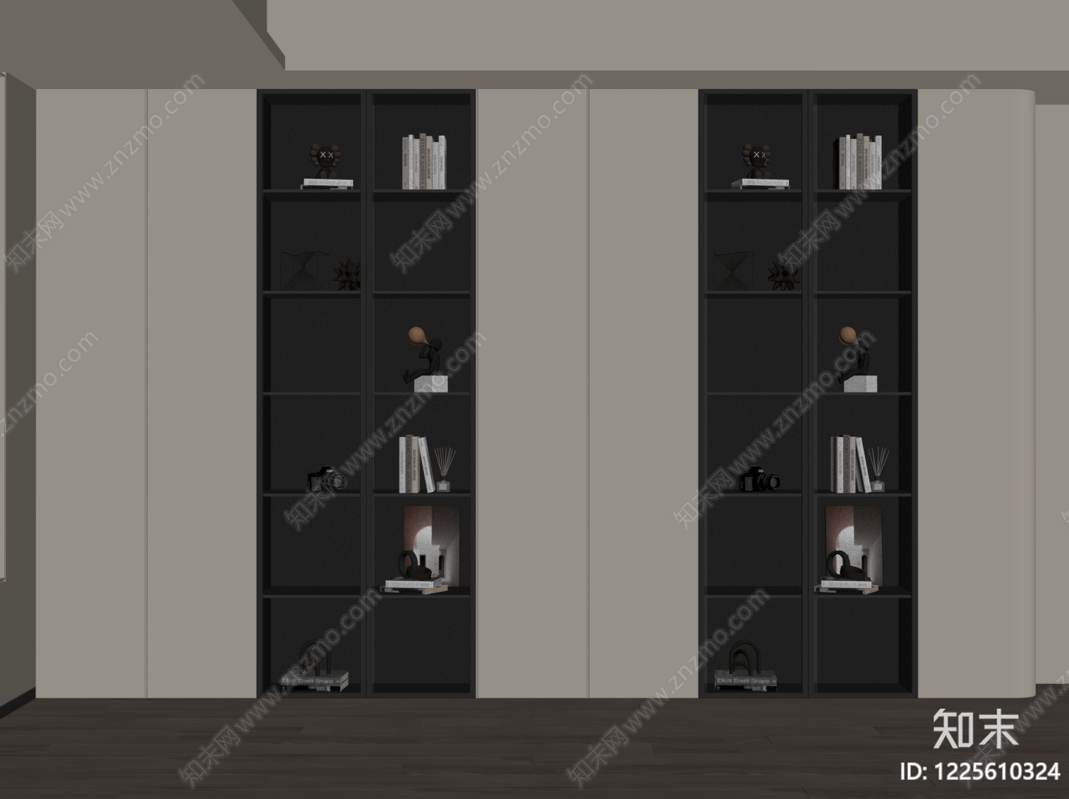 意式极简书柜SU模型下载【ID:1225610324】