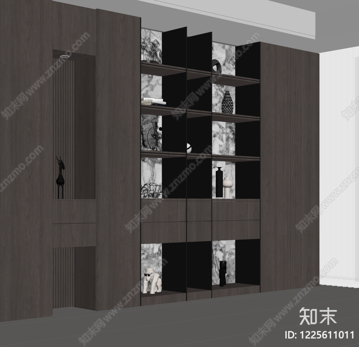 意式极简书柜SU模型下载【ID:1225611011】
