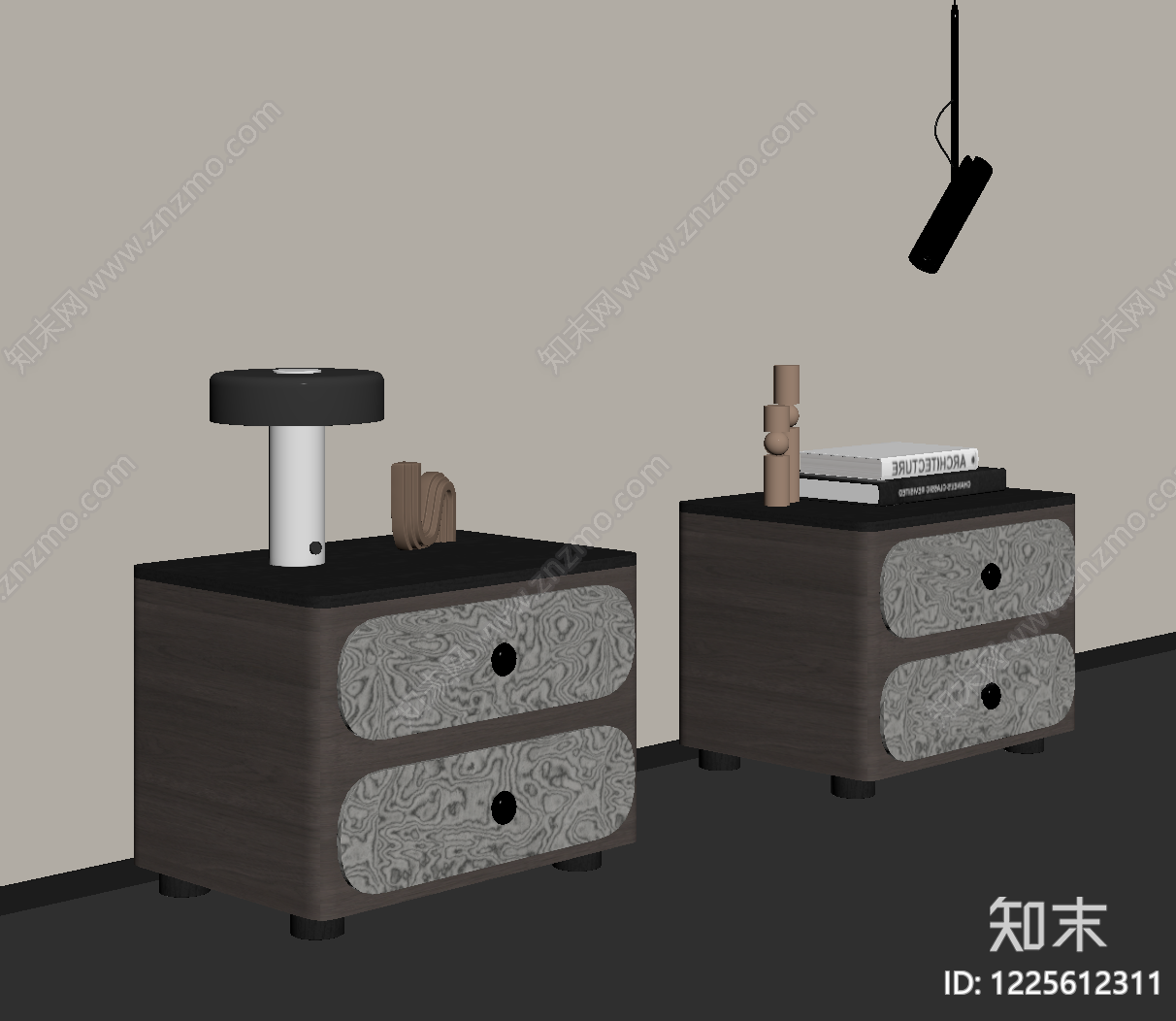 现代简约床头柜SU模型下载【ID:1225612311】