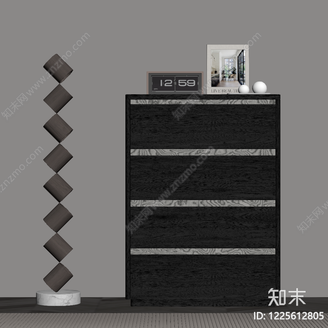 意式极简斗柜SU模型下载【ID:1225612805】