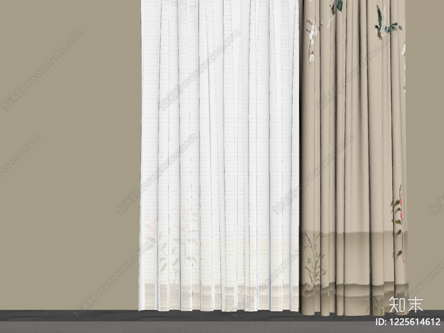 新中式窗帘SU模型下载【ID:1225614612】