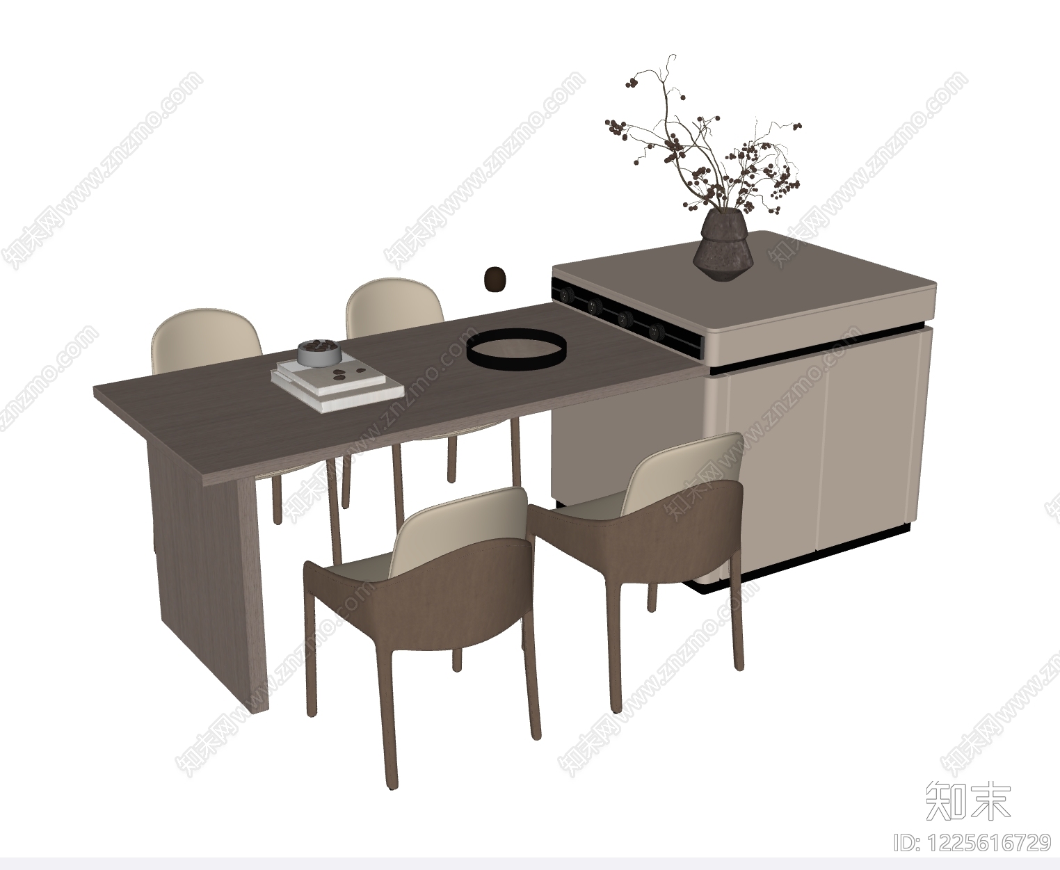 现代简约餐桌椅SU模型下载【ID:1225616729】