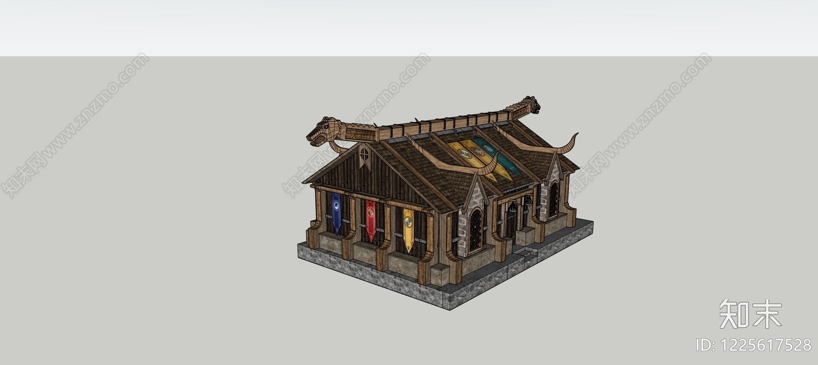 欧式古建风格建筑SU模型下载【ID:1225617528】