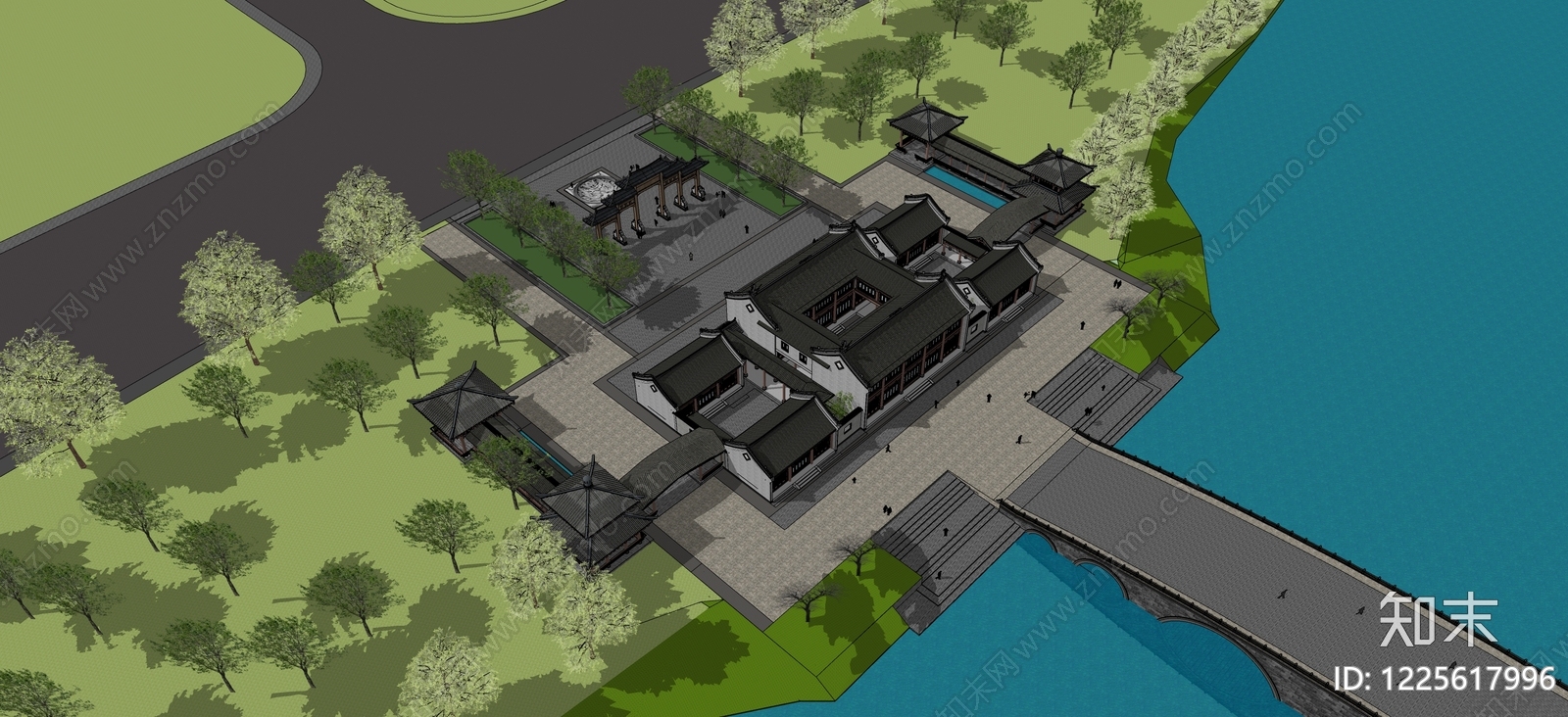 中式古建古建筑SU模型下载【ID:1225617996】