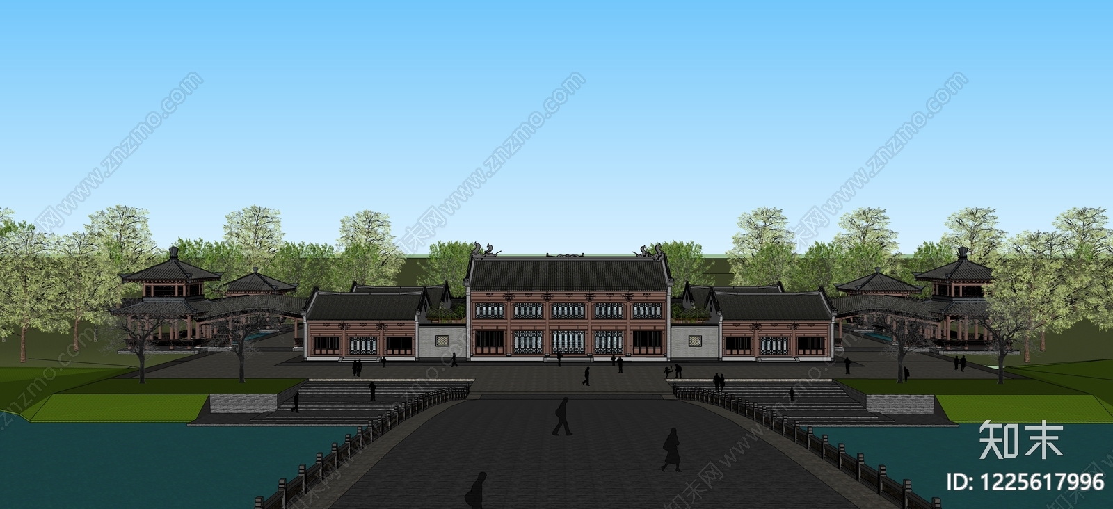 中式古建古建筑SU模型下载【ID:1225617996】