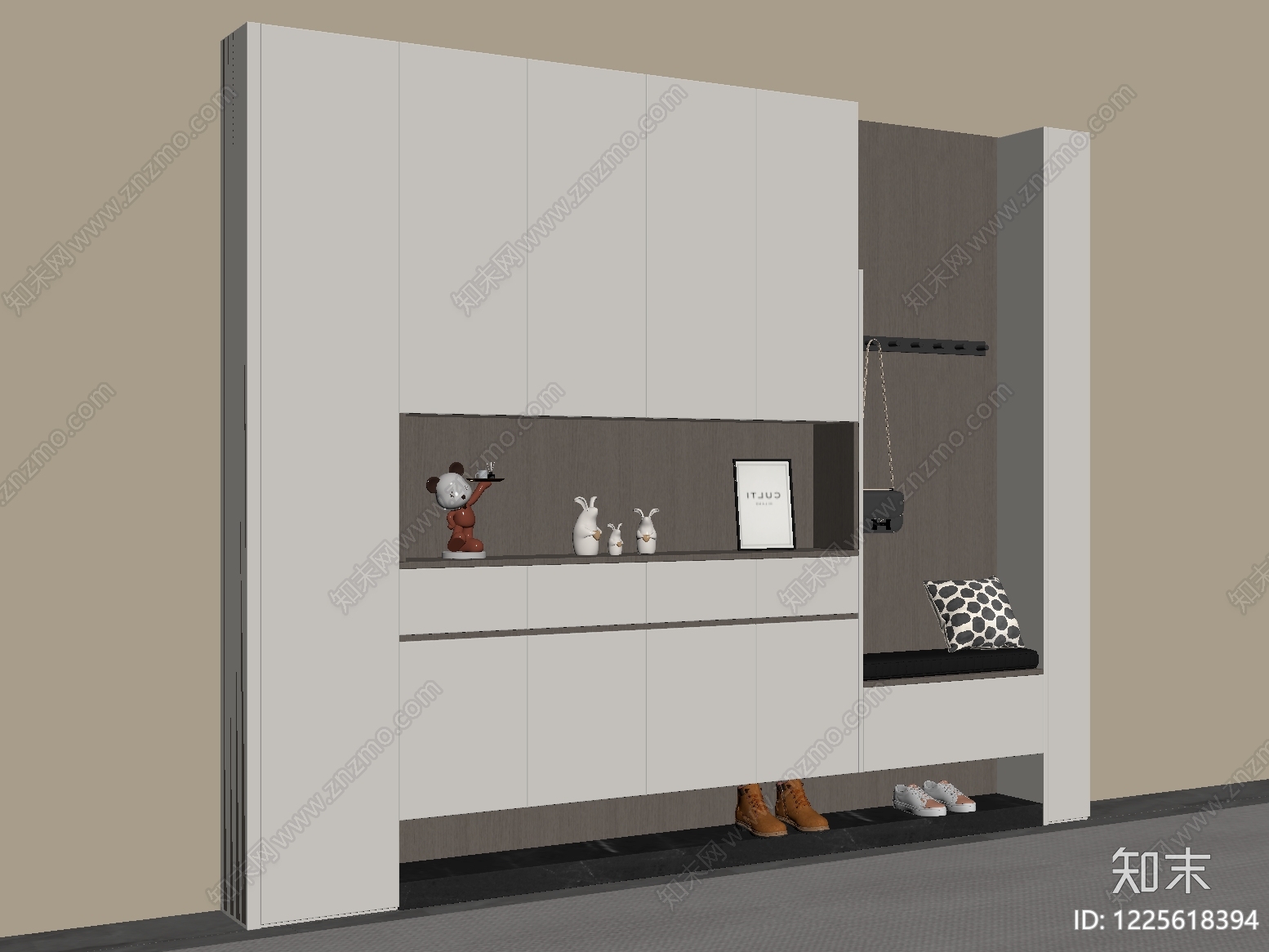 现代简约玄关柜SU模型下载【ID:1225618394】