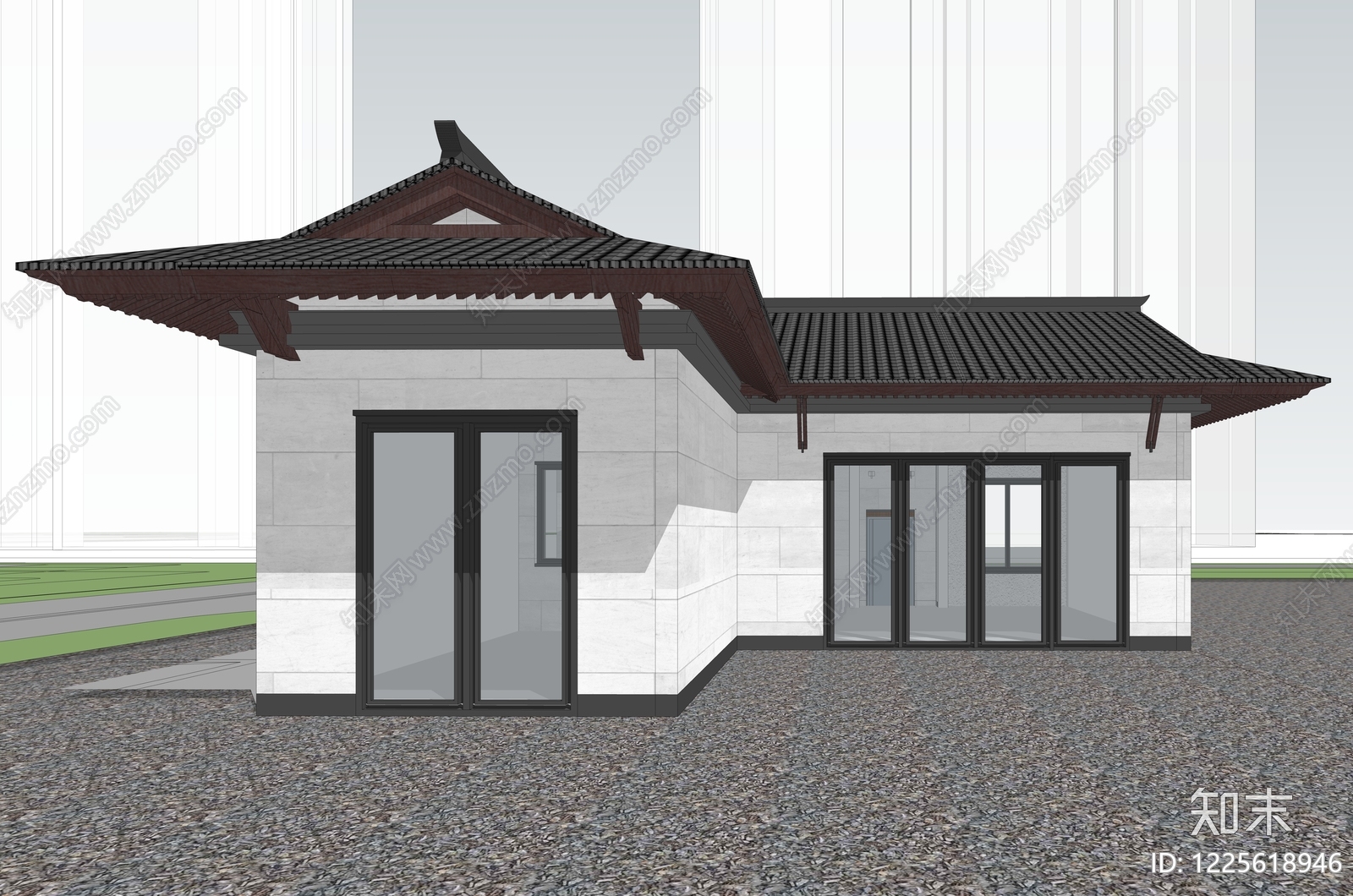 新中式小公建SU模型下载【ID:1225618946】