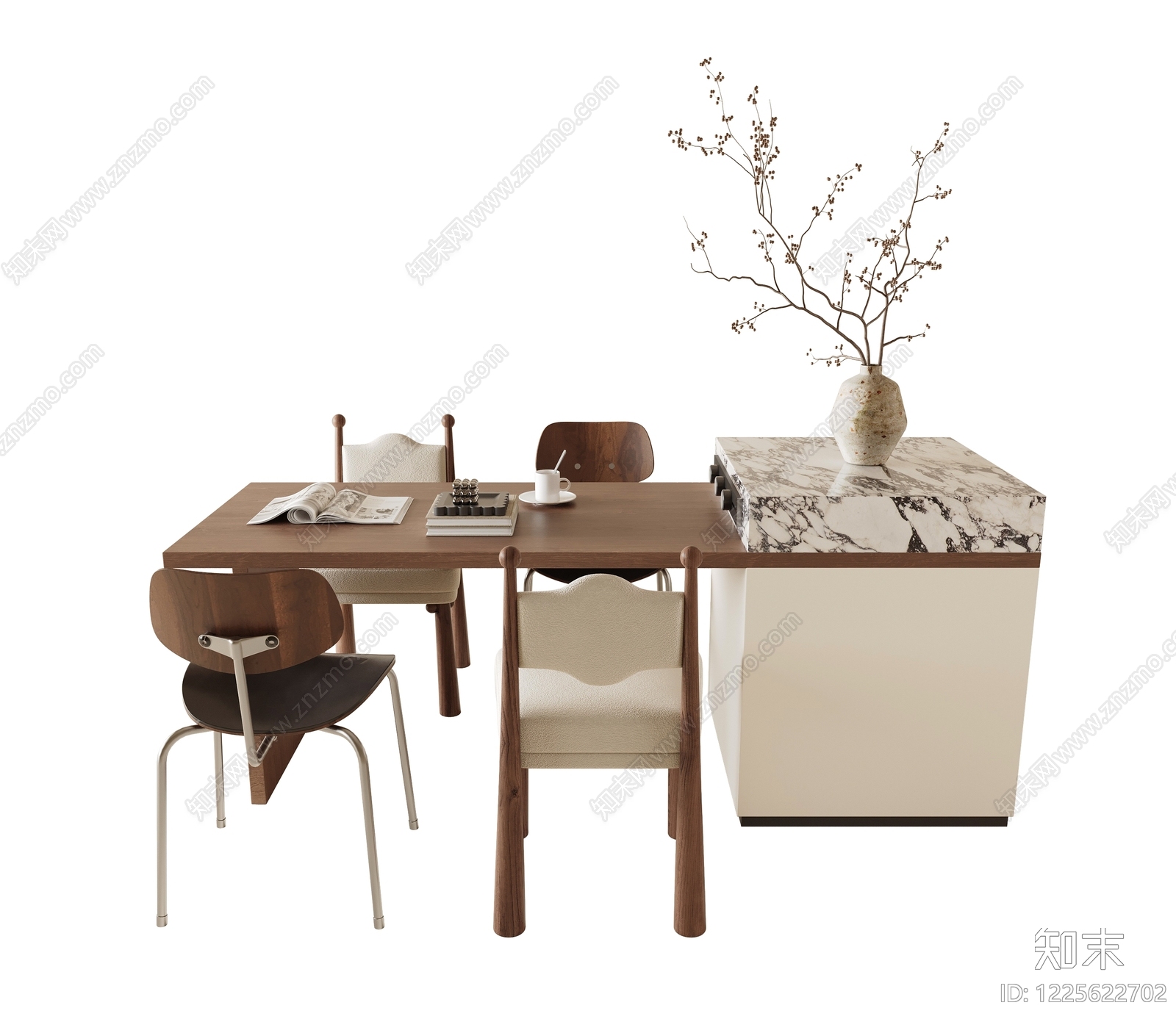 中古风餐桌椅SU模型下载【ID:1225622702】