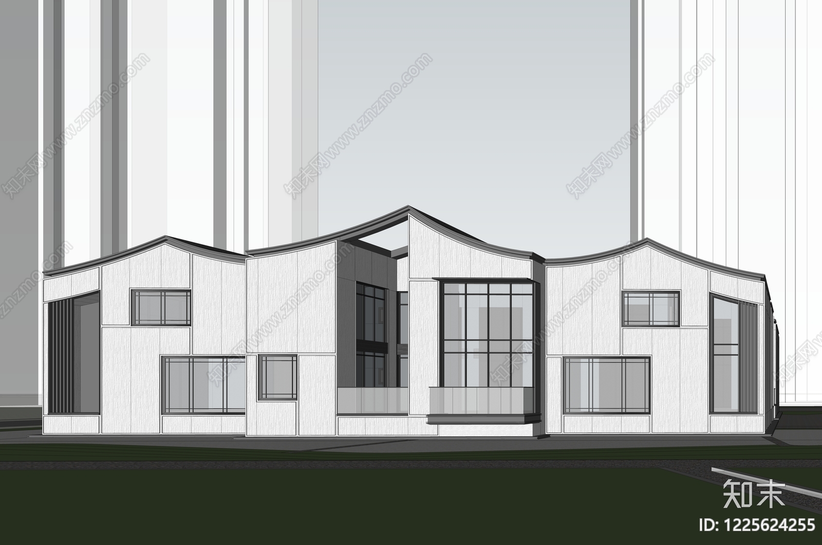 新中式小公建SU模型下载【ID:1225624255】