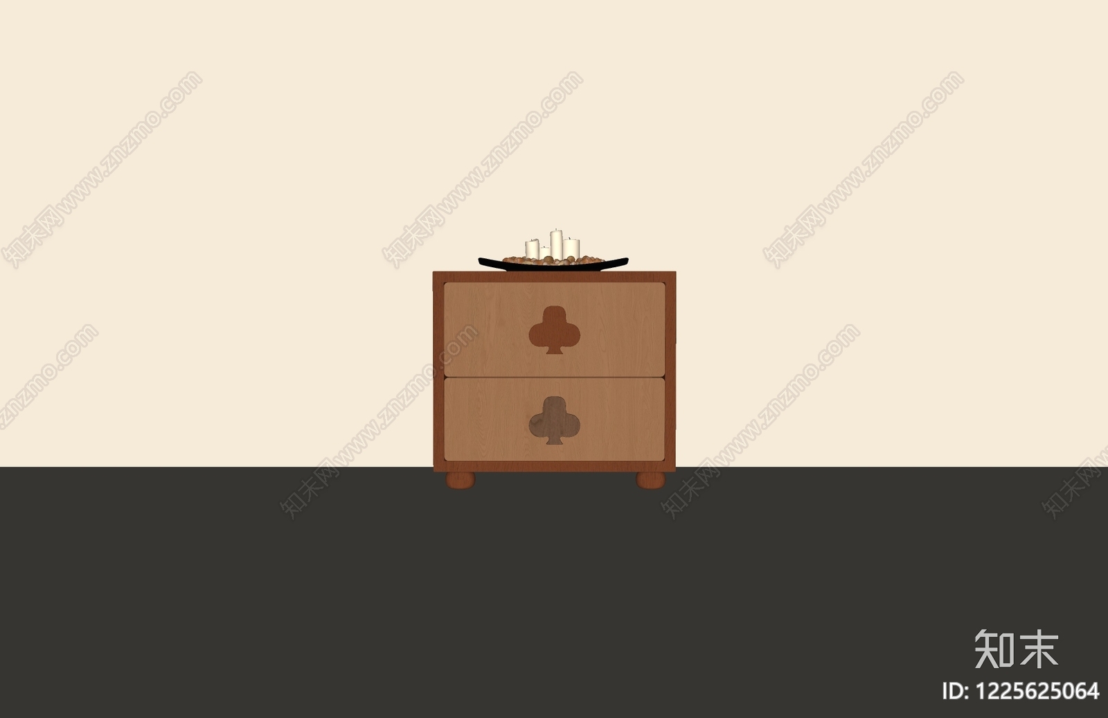 原木风床头柜SU模型下载【ID:1225625064】