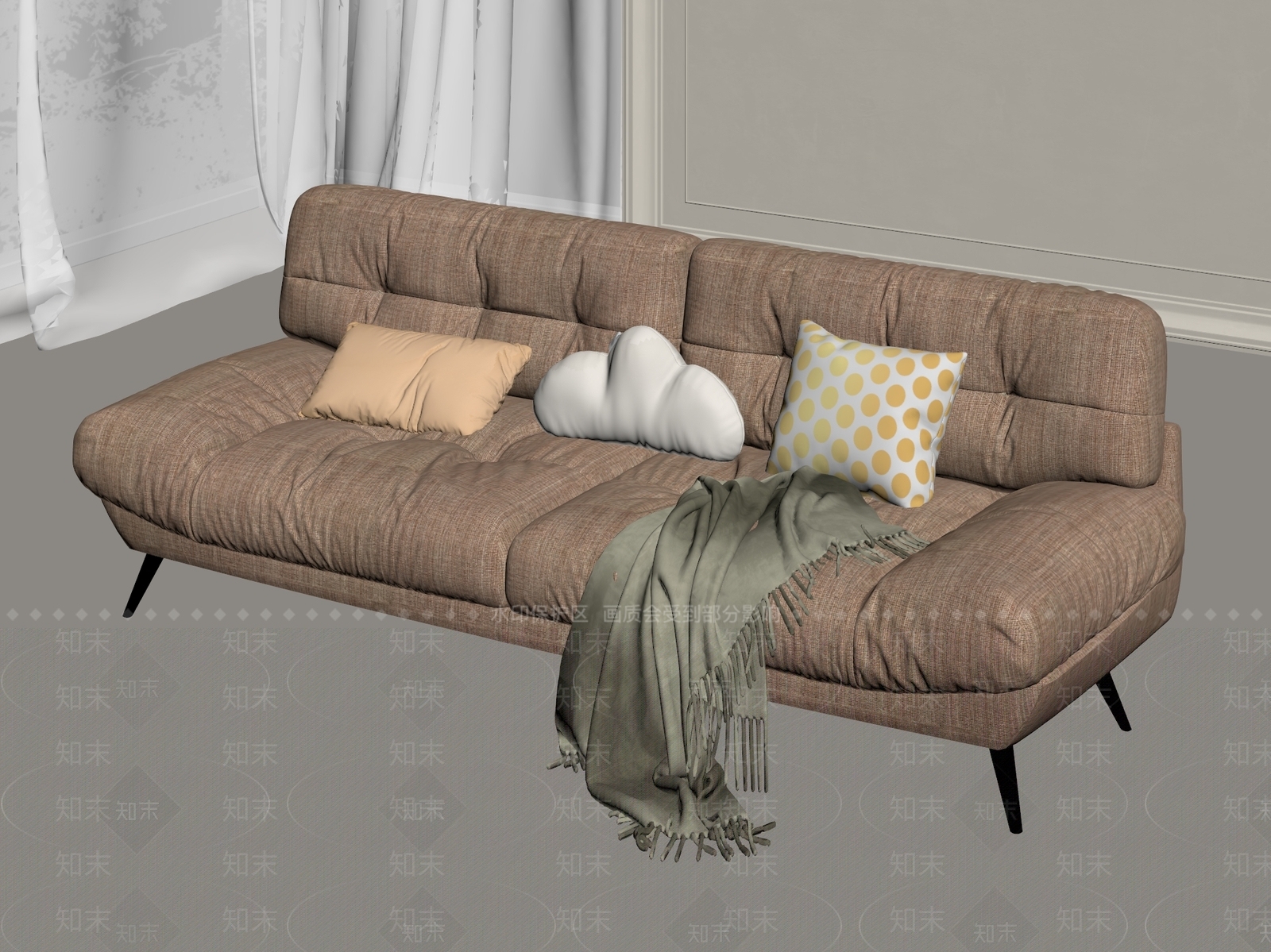 现代简约双人沙发3D模型下载【ID:1225630423】