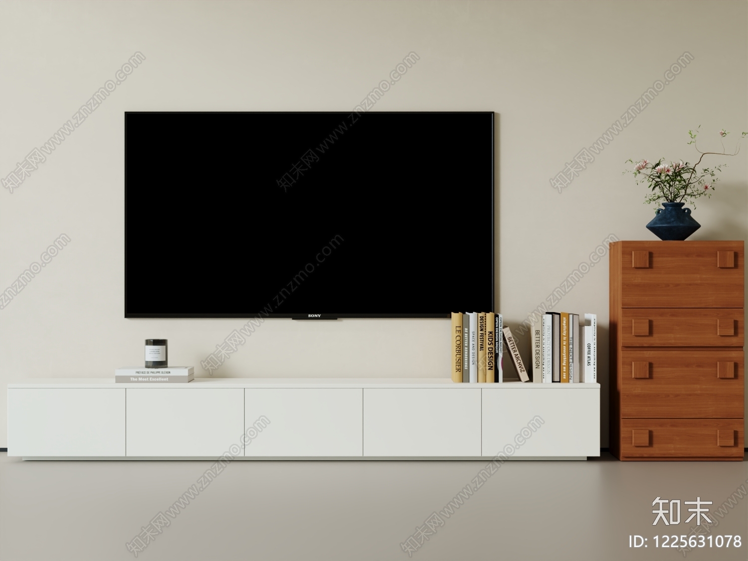 现代简约电视柜SU模型草图