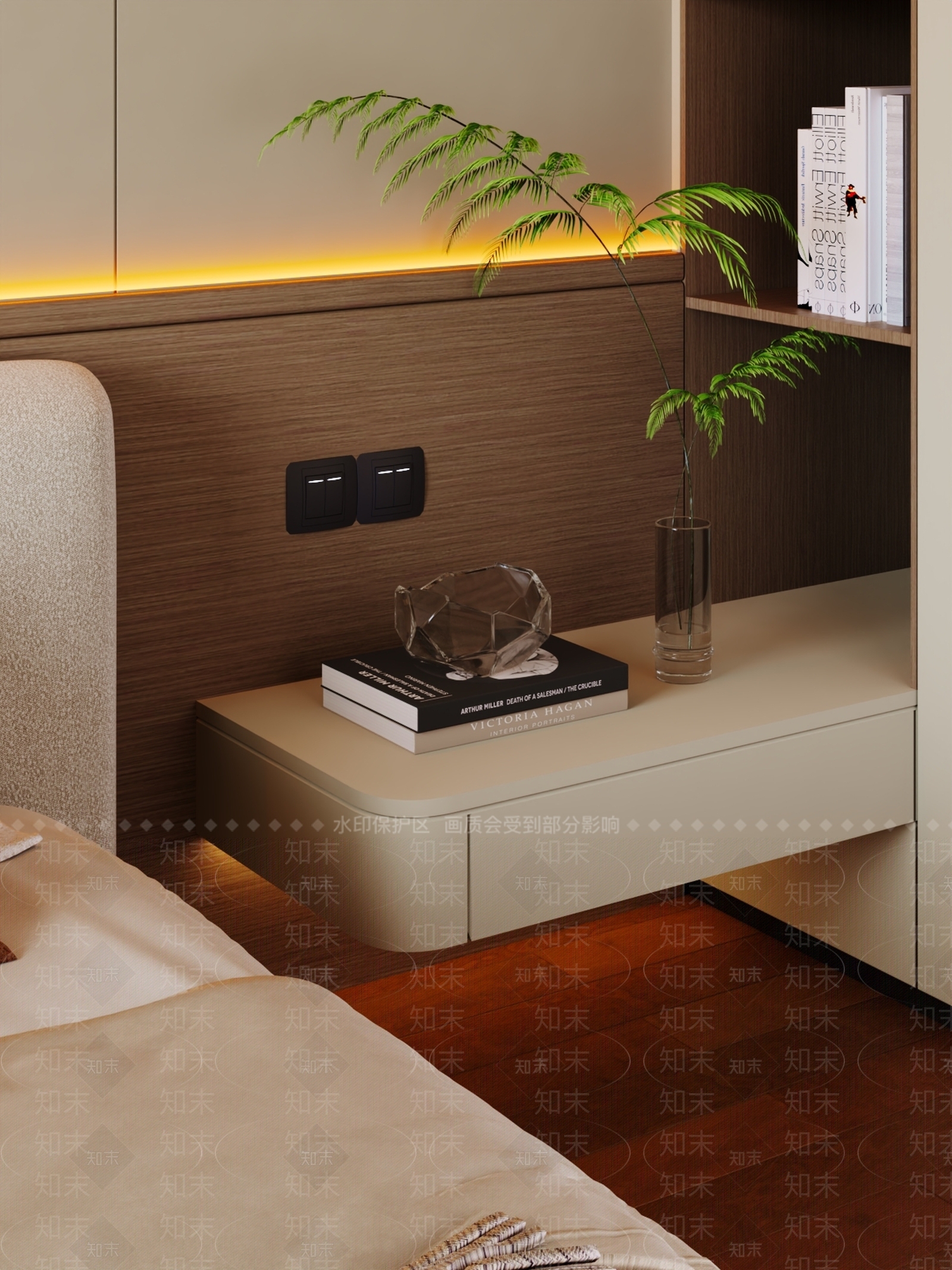 现代简约床头柜3D模型下载【ID:1225632446】
