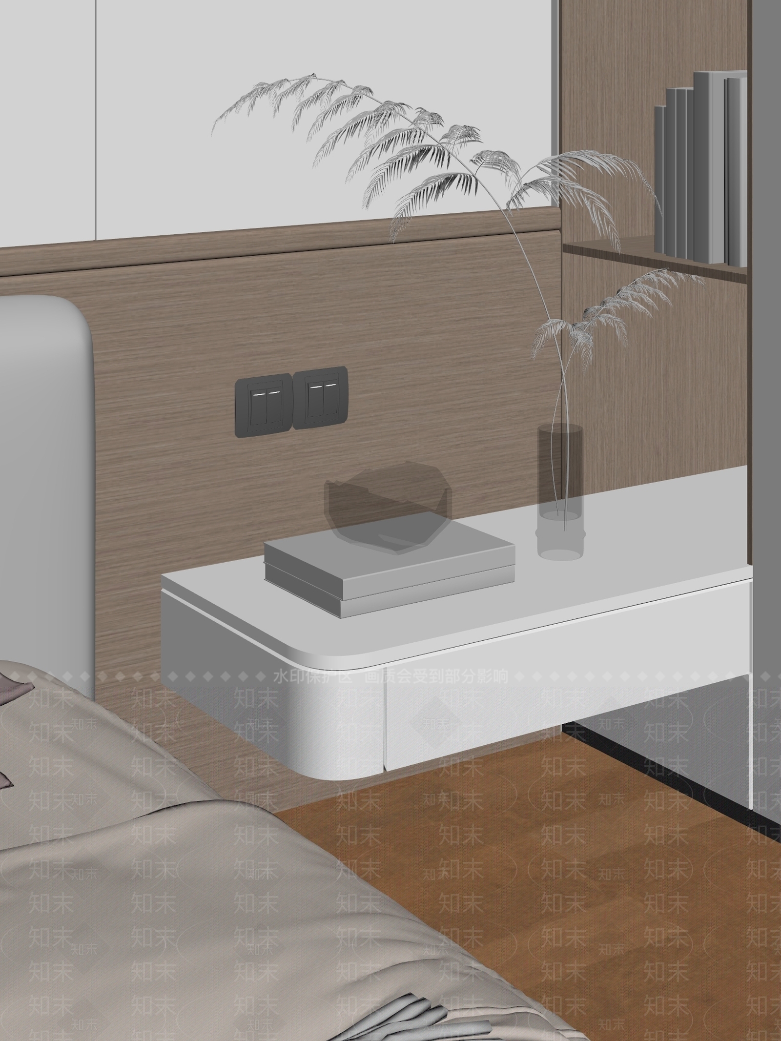 现代简约床头柜3D模型下载【ID:1225632446】