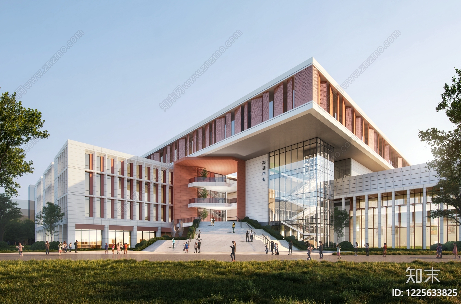 现代主义学校建筑SU模型下载【ID:1225633825】