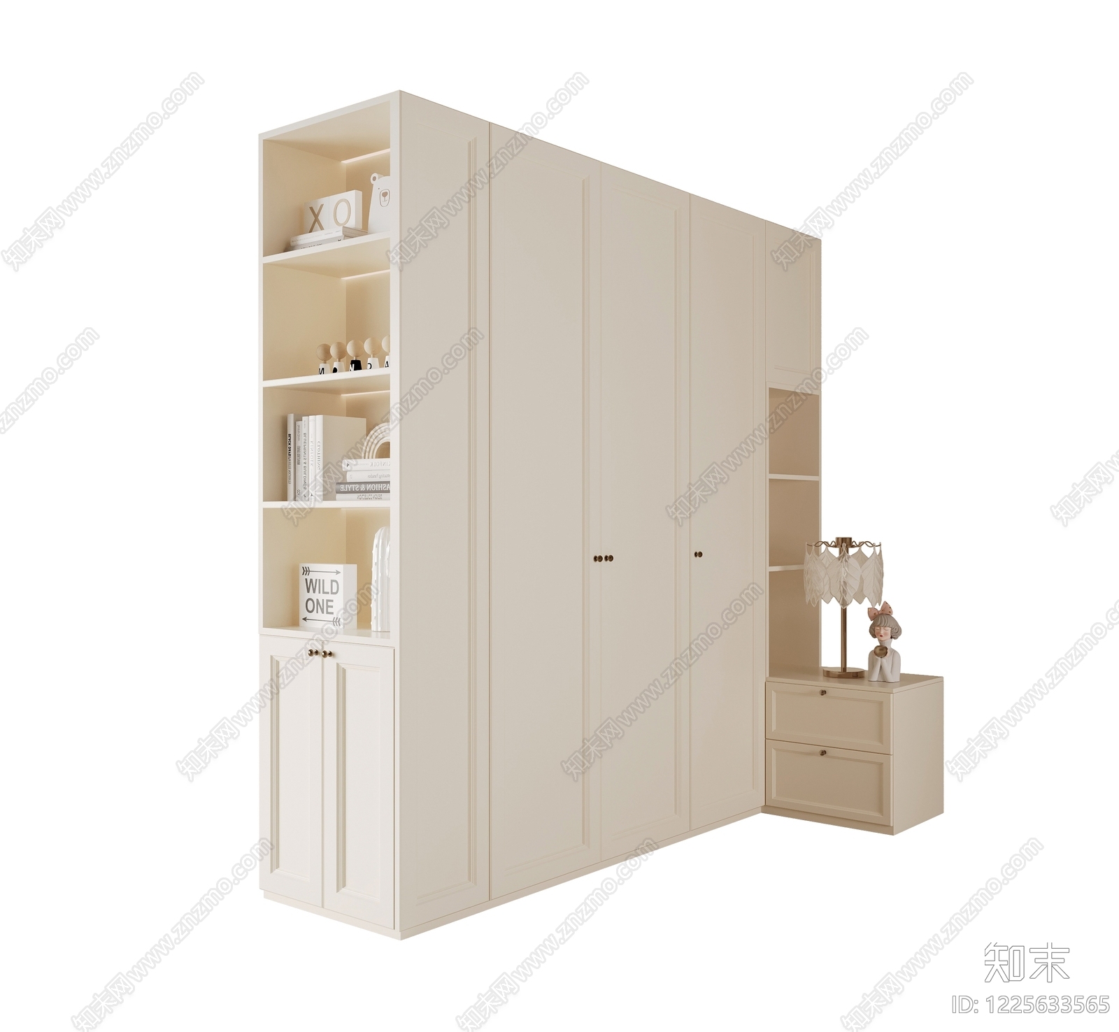 奶油风衣柜SU模型下载【ID:1225633565】