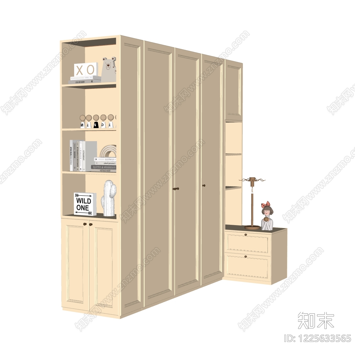 奶油风衣柜SU模型下载【ID:1225633565】