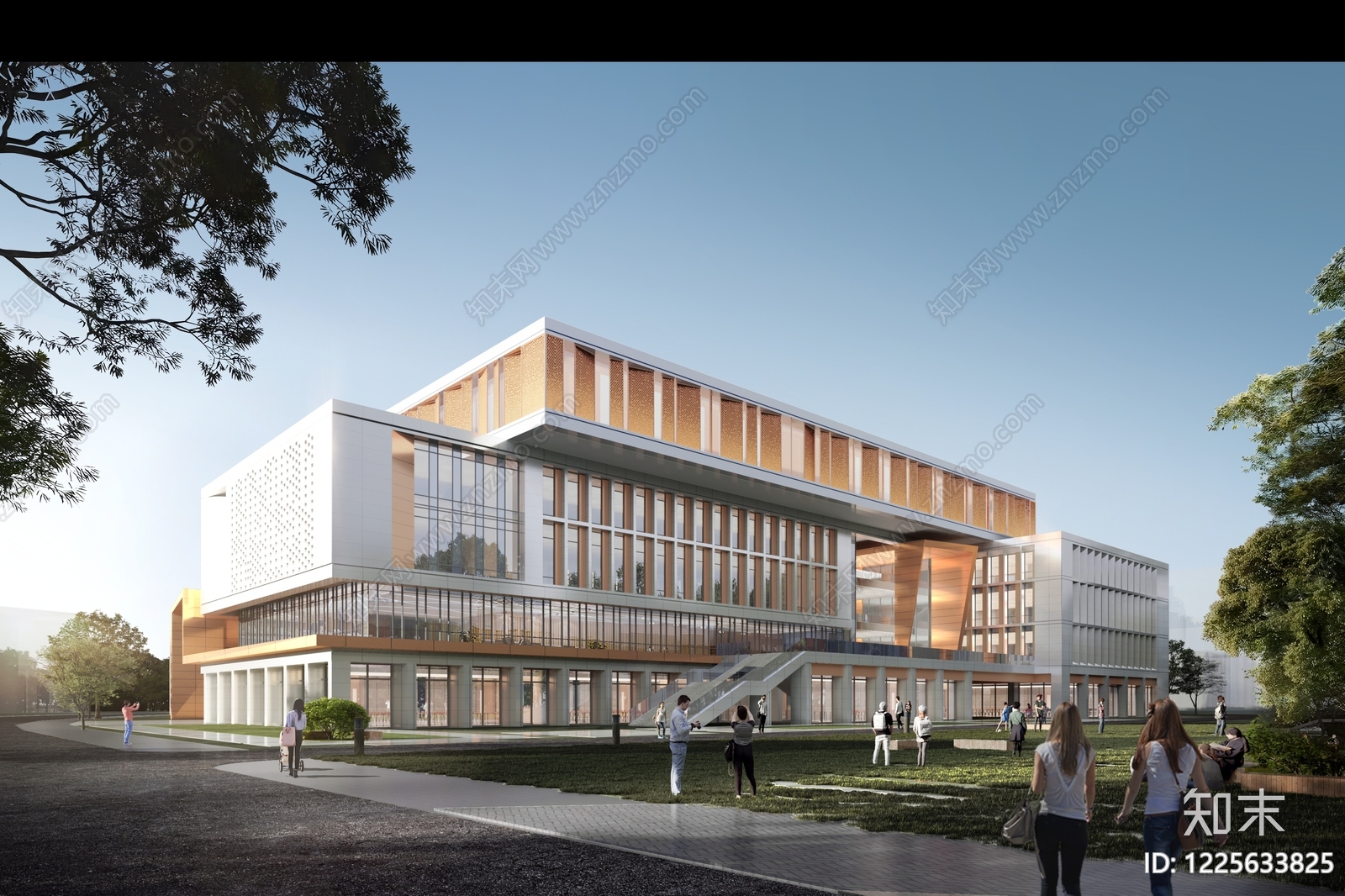 现代主义学校建筑SU模型下载【ID:1225633825】