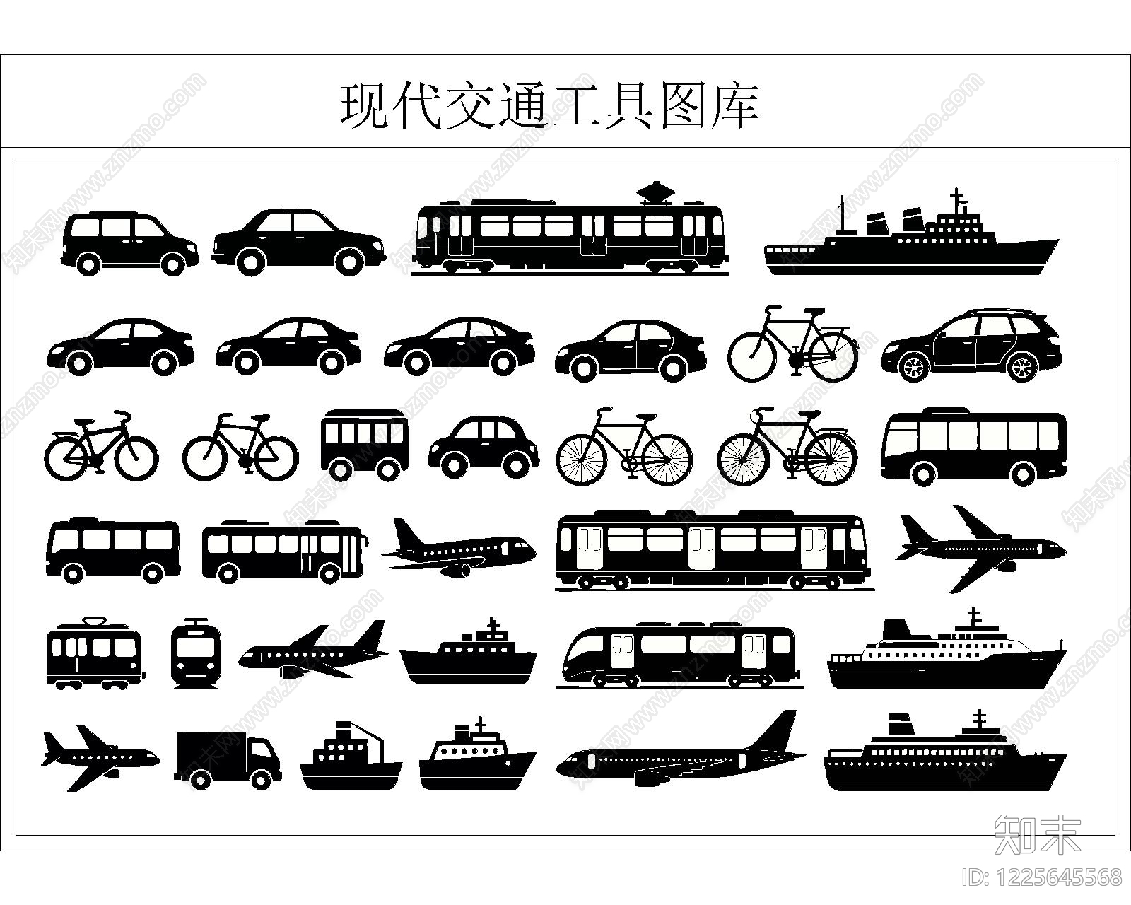 交通工具图库cad施工图下载【ID:1225645568】