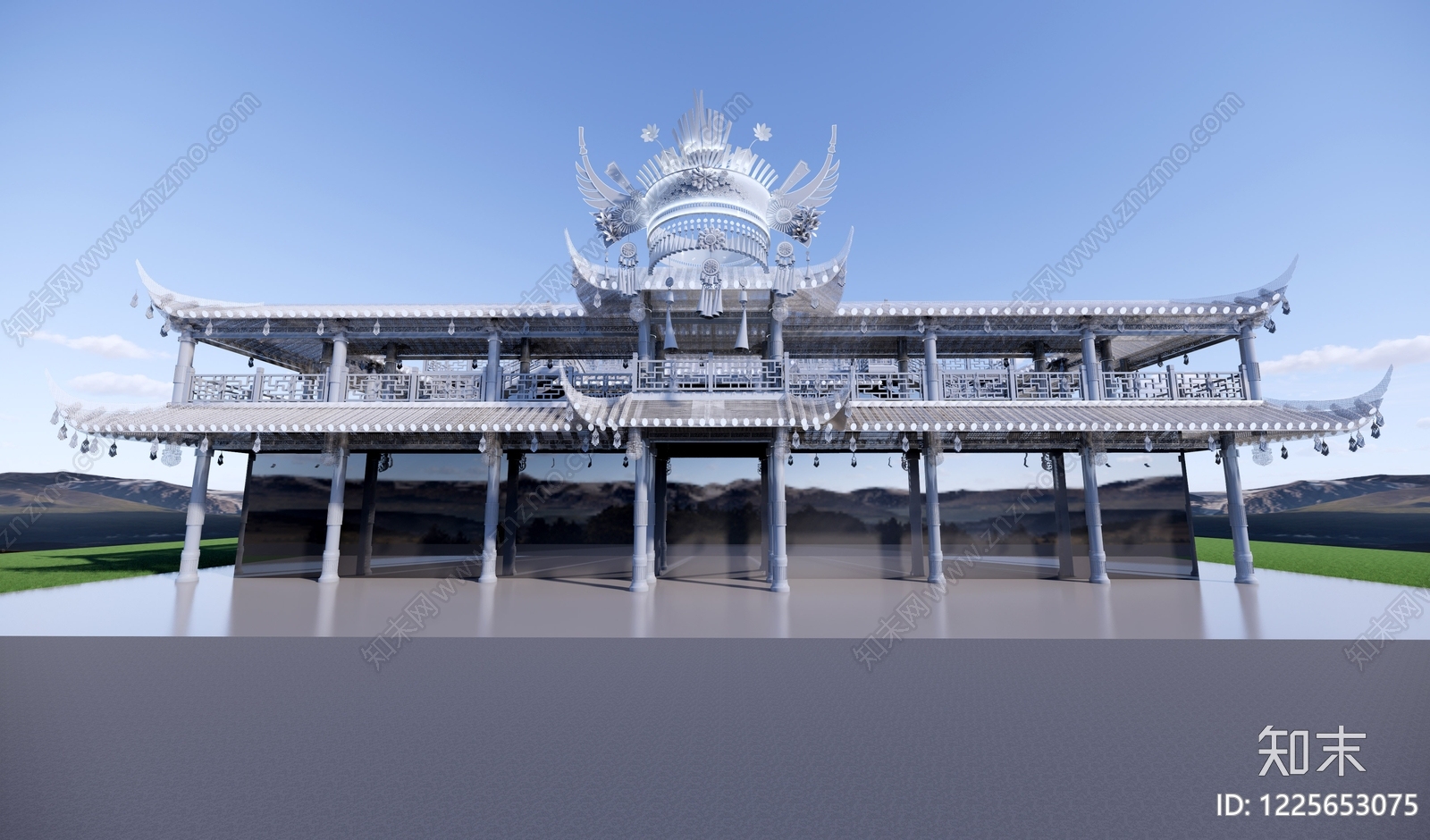 中式古建筑SU模型下载【ID:1225653075】