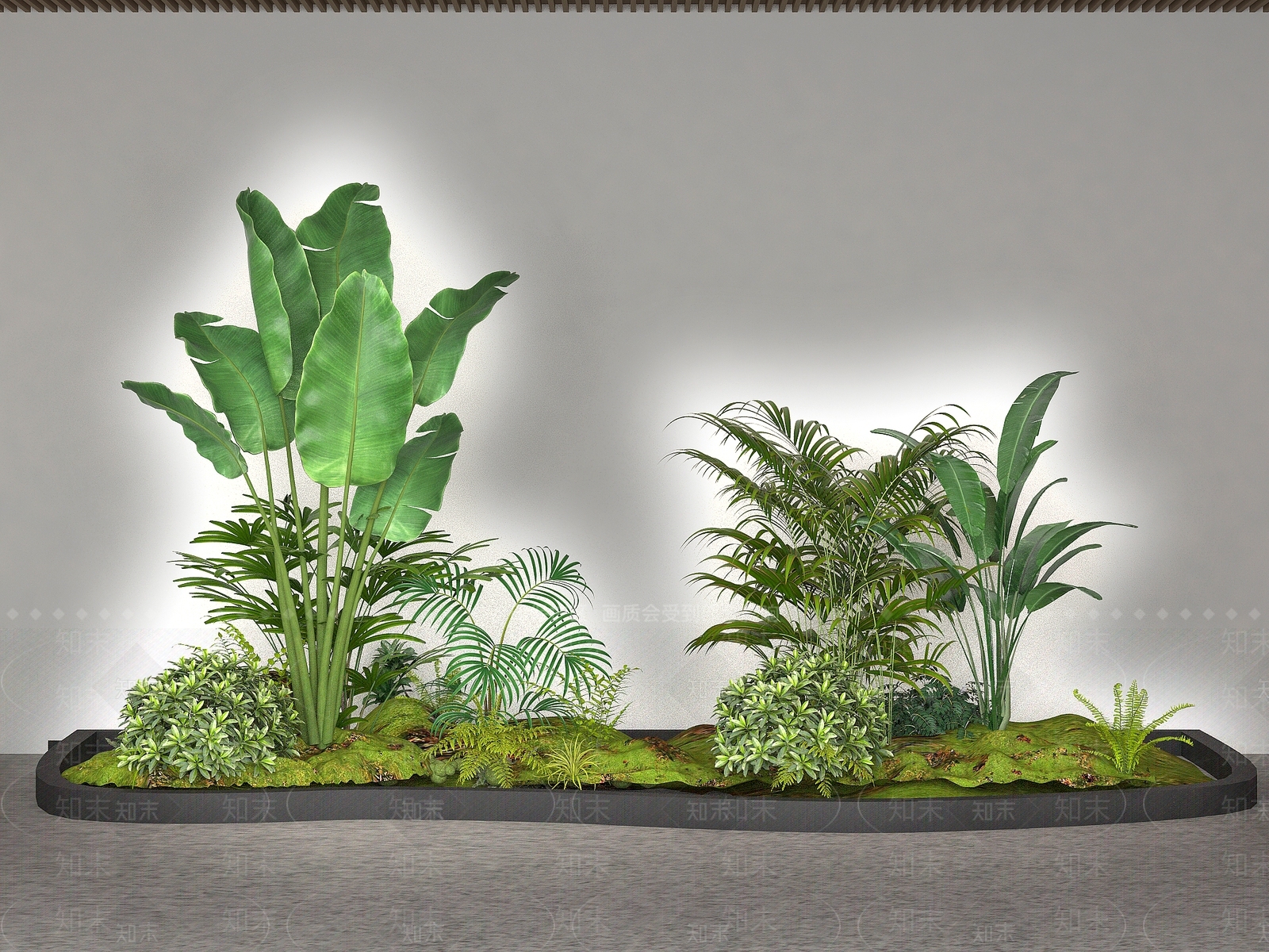 现代植物堆3D模型下载【ID:1225662395】