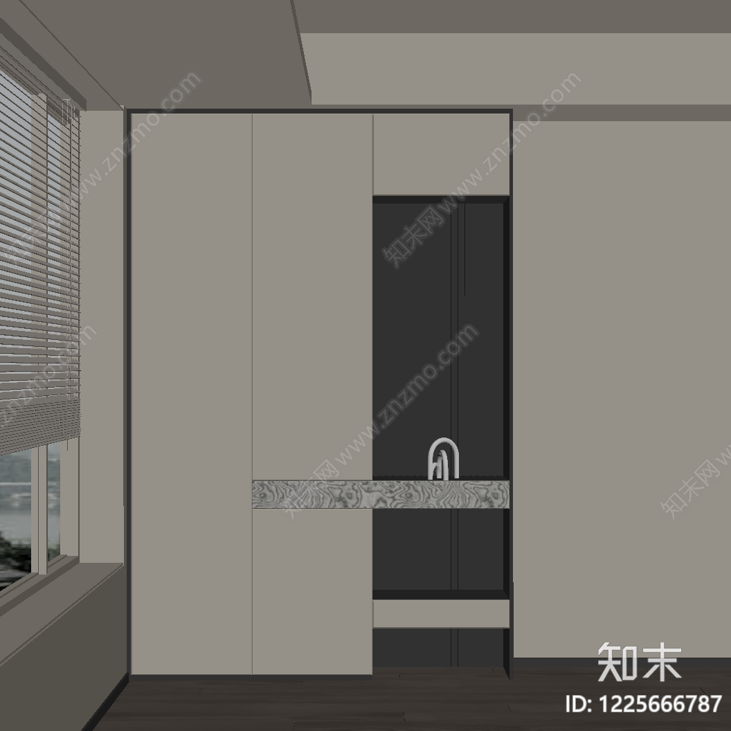 现代简约玄关柜SU模型下载【ID:1225666787】