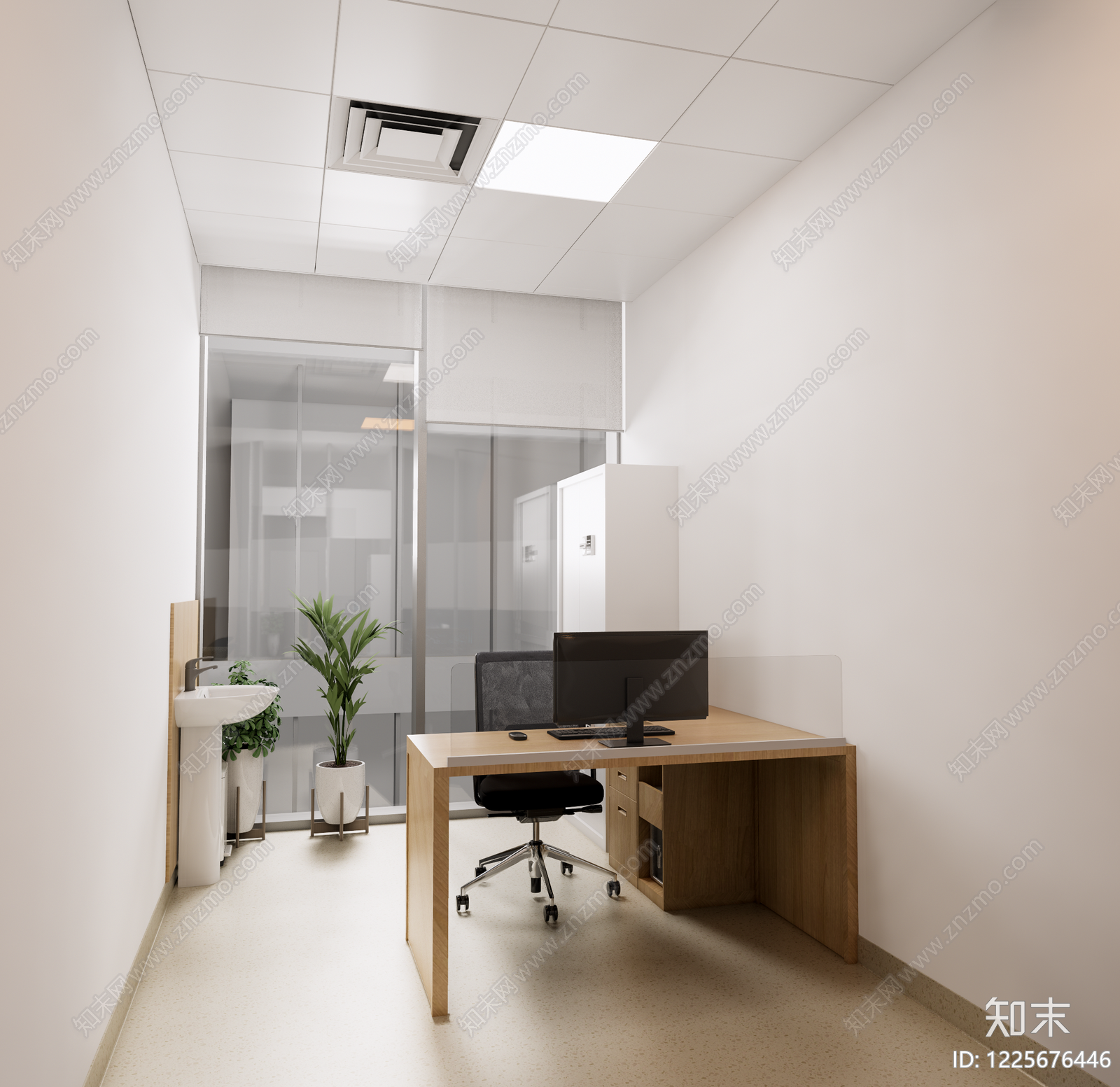 现代简约办公室SU模型草图