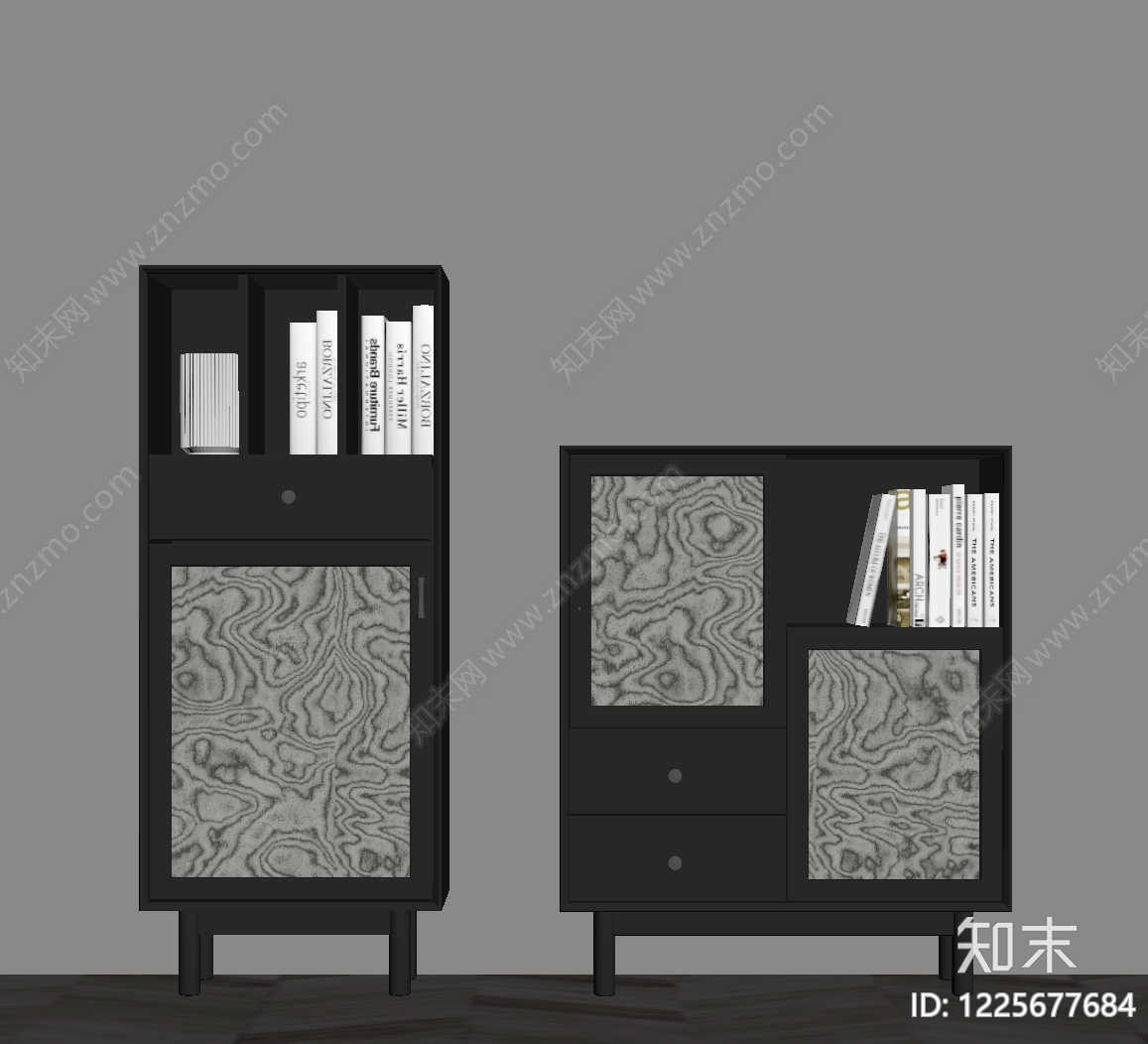 现代简约书柜SU模型下载【ID:1225677684】