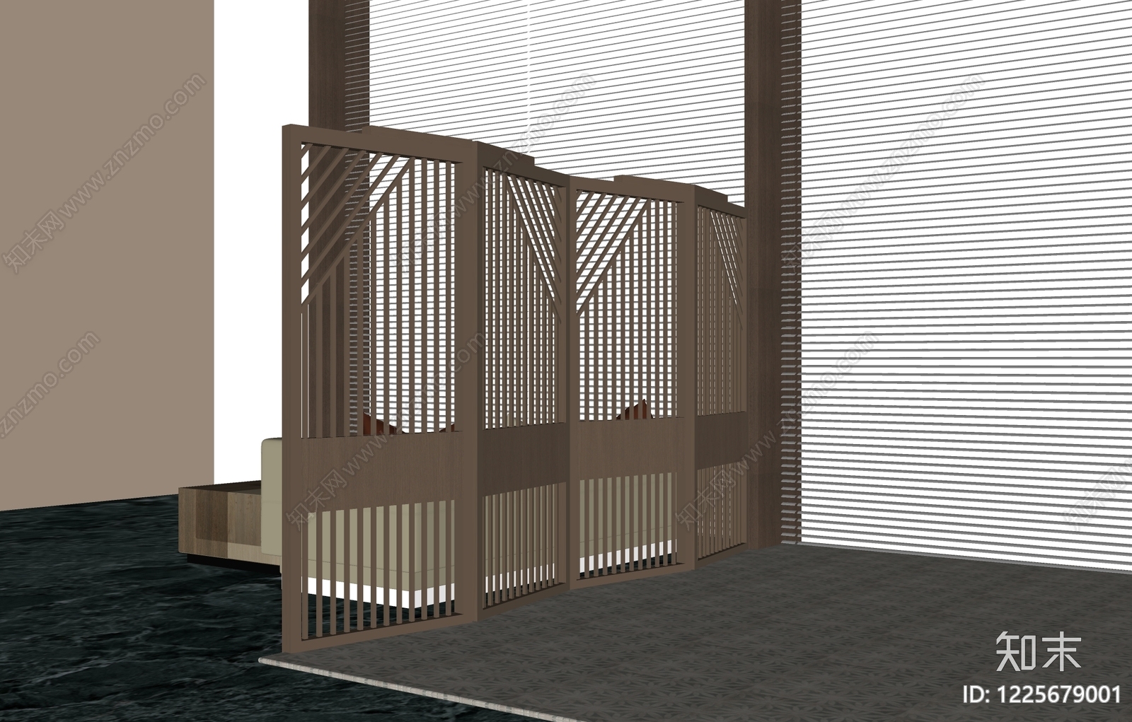 新中式屏风SU模型下载【ID:1225679001】