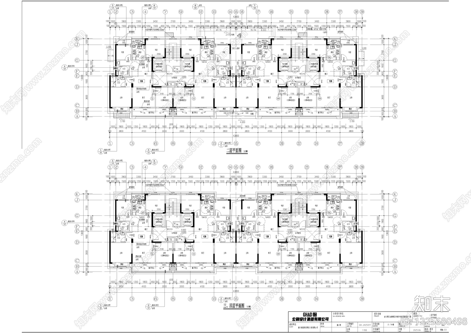 高层住宅cad施工图下载【ID:1225680498】