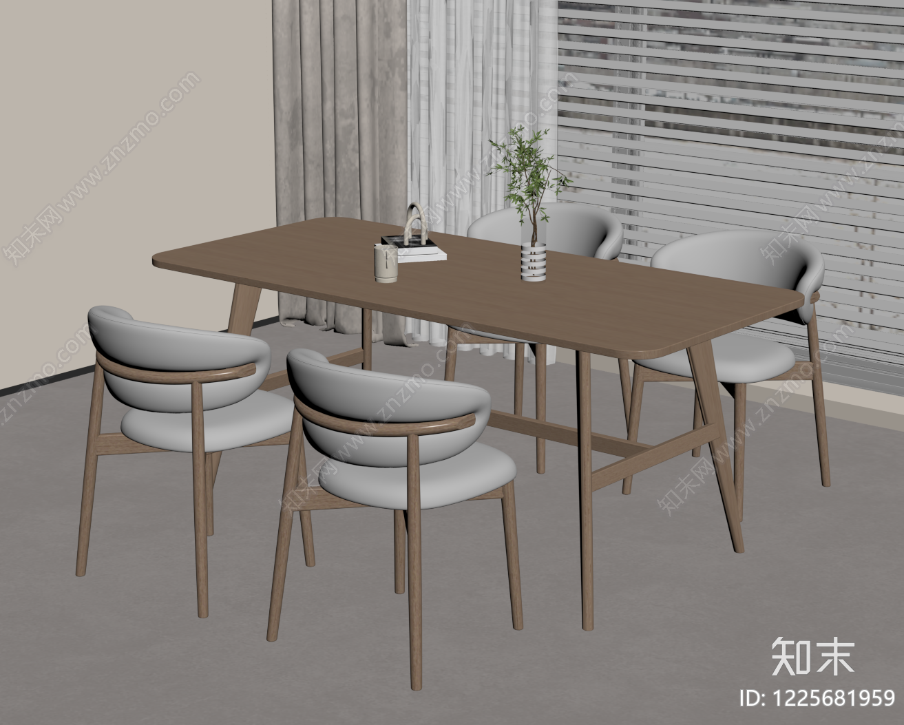 原木风餐桌椅SU模型下载【ID:1225681959】