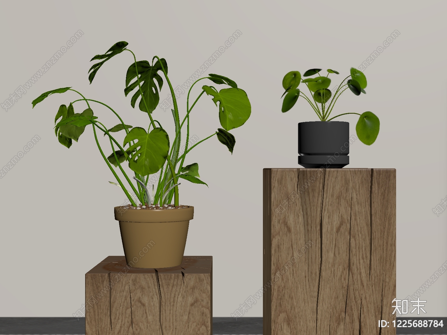 原木风盆栽SU模型下载【ID:1225688784】