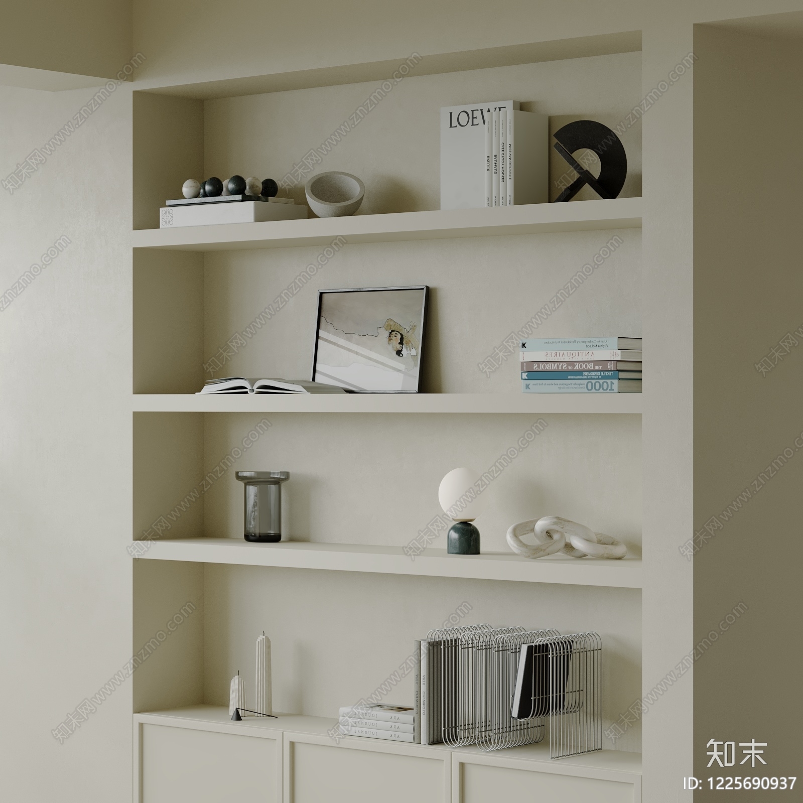 奶油风摆件组合SU模型草图