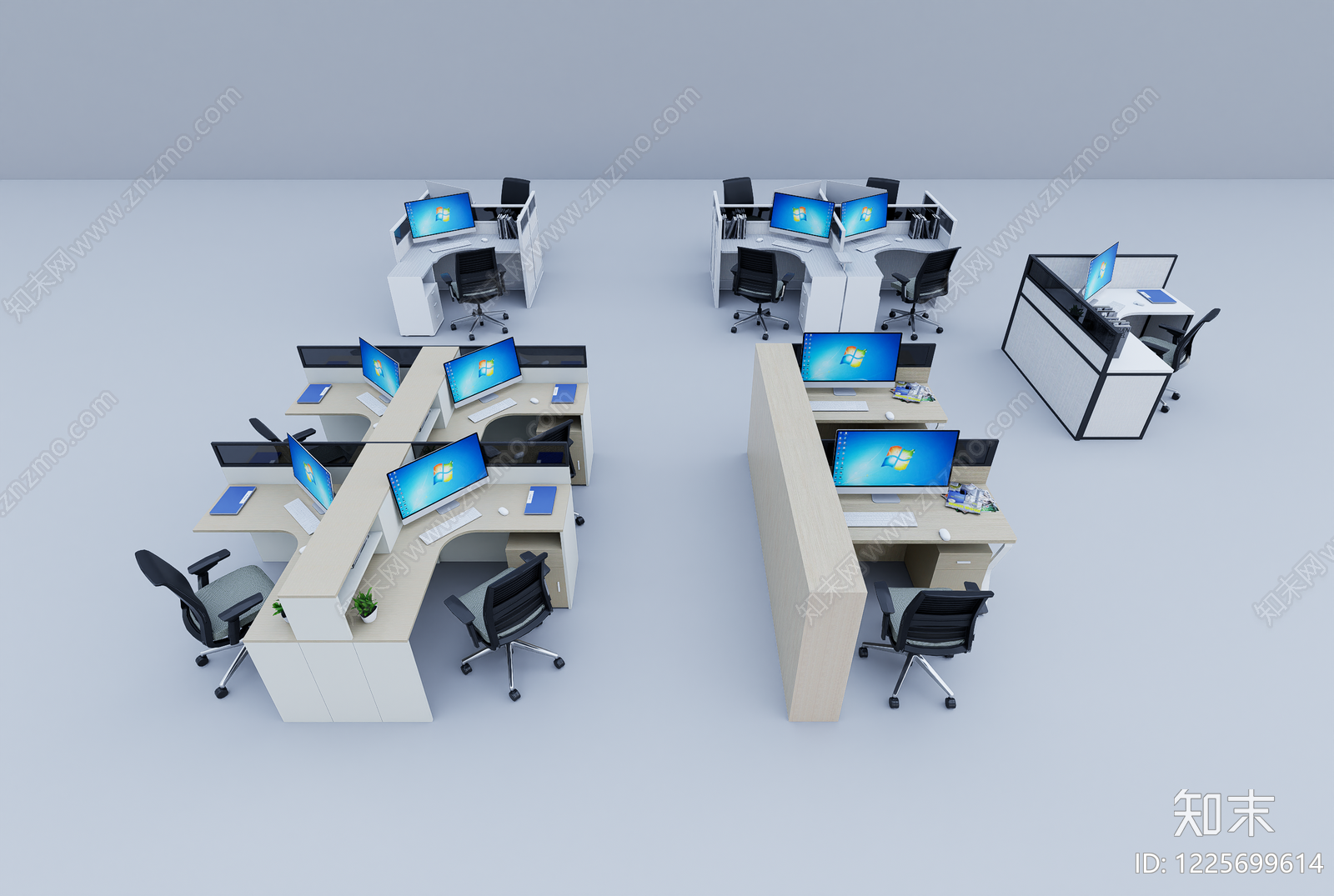 现代简约办公桌椅SU模型草图