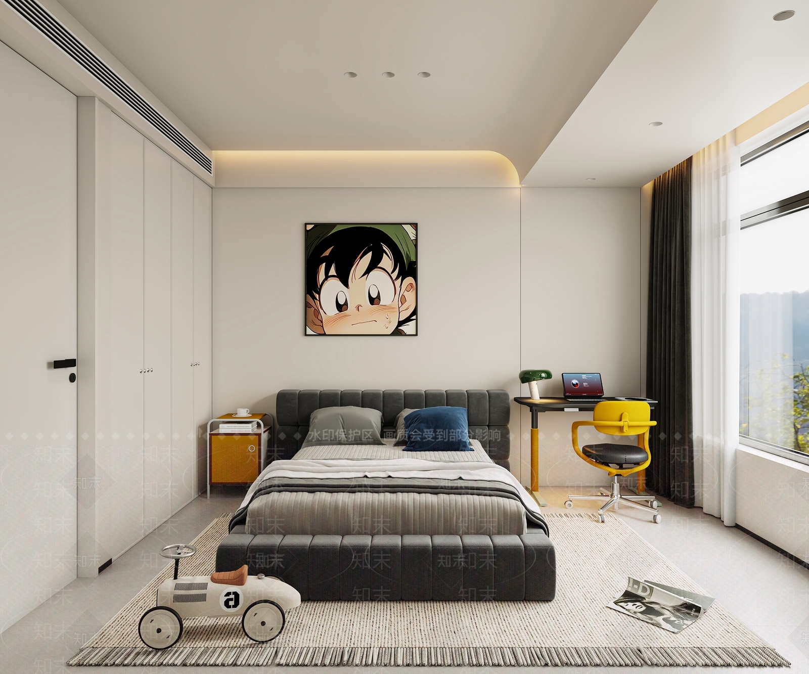 现代简约男孩房3D模型下载【ID:1225727733】