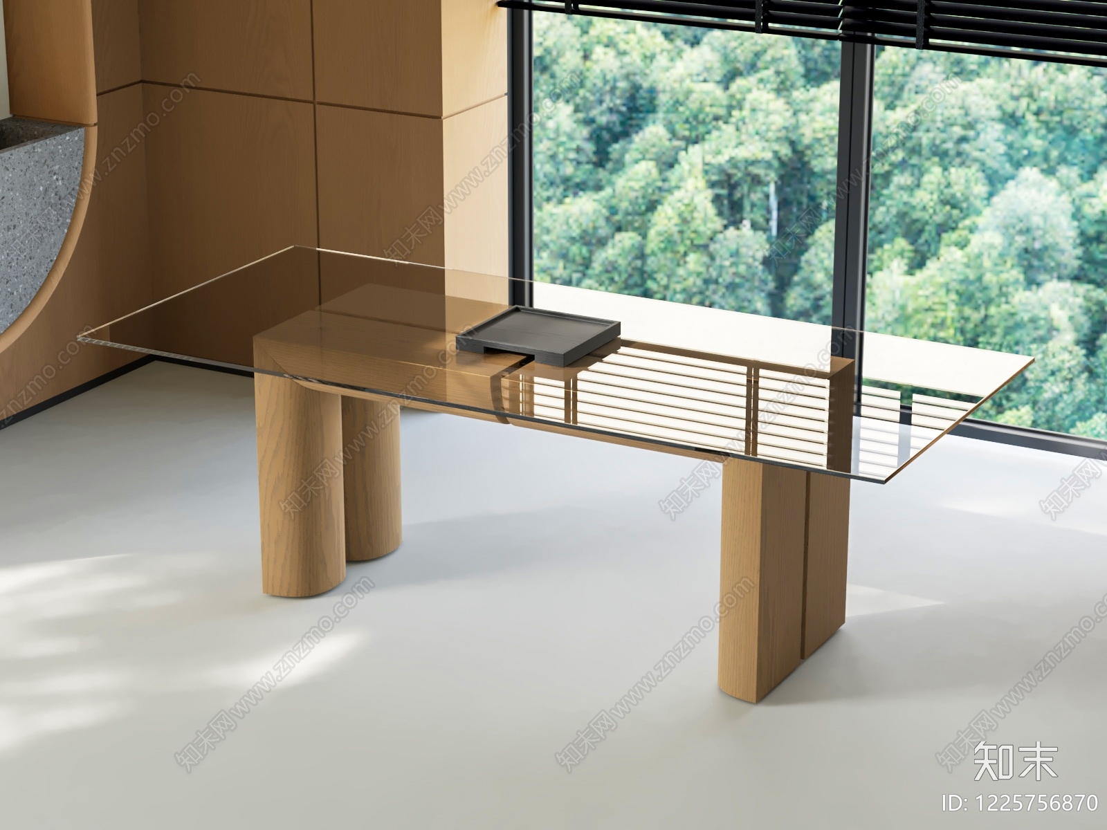 原木风餐桌SU模型草图