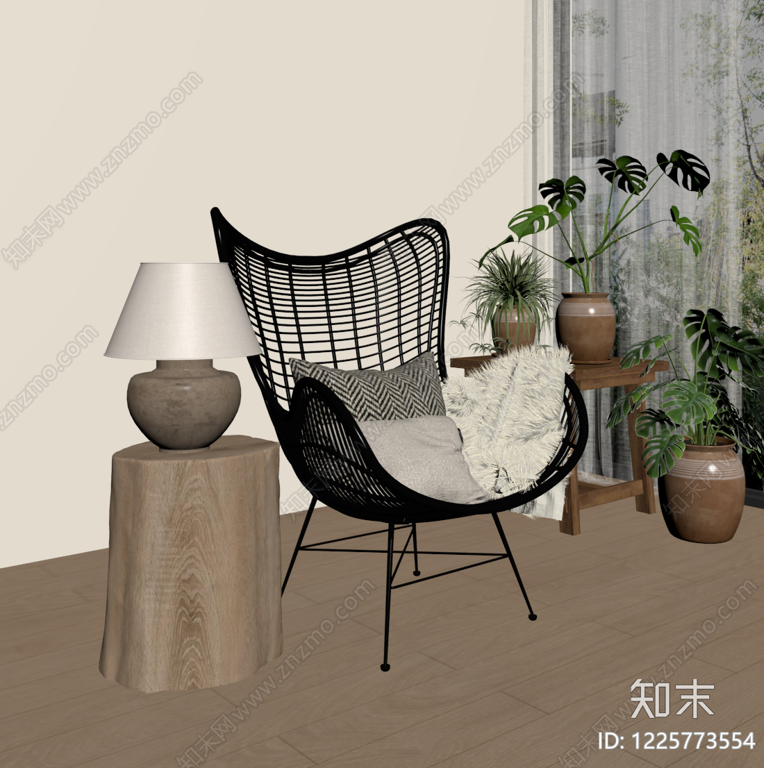 原木风休闲椅SU模型下载【ID:1225773554】