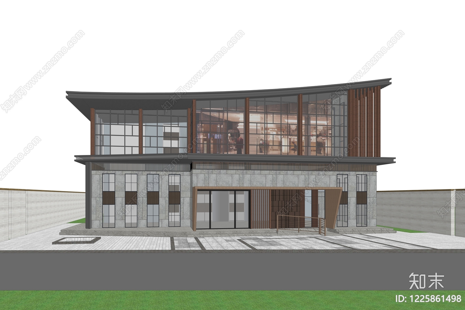 新中式小公建SU模型下载【ID:1225861498】